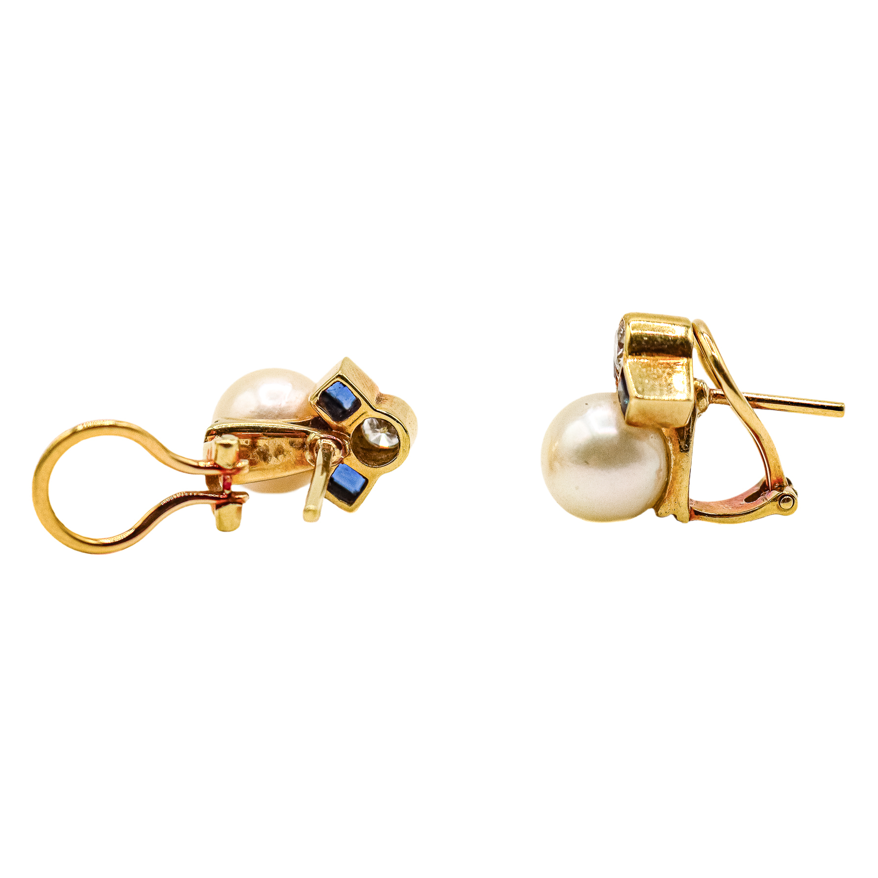 PENDIENTES CON BRILLANTES, ZAFIROS Y PERLAS