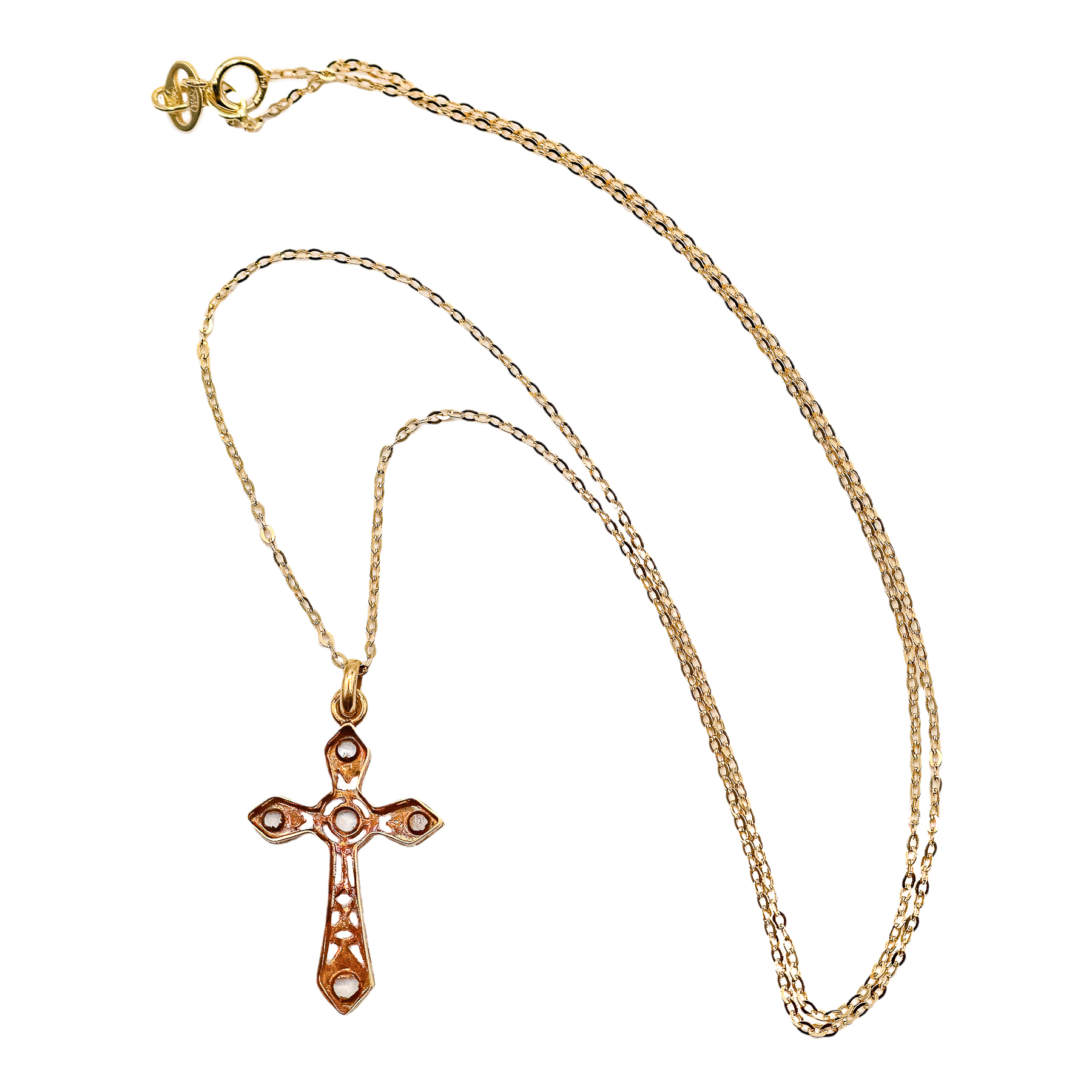 CRUZ COLGANTE CON CADENA DE MEDIADOS S.XX