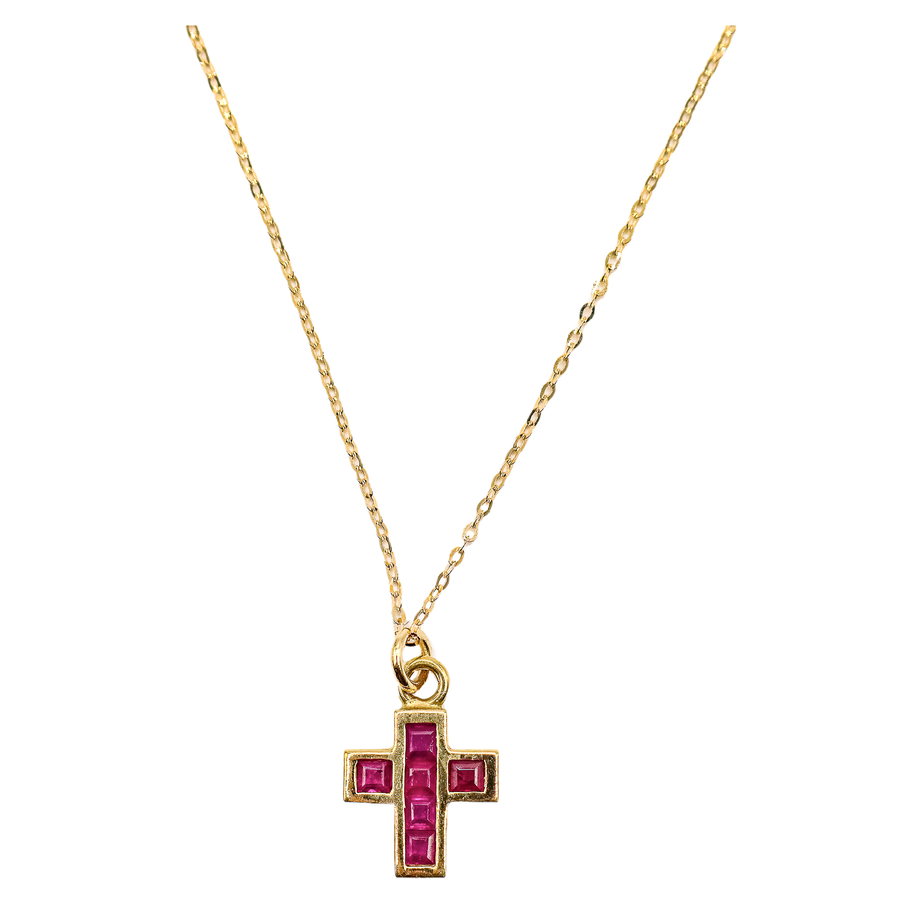CRUZ COLGANTE CON RUBÍES