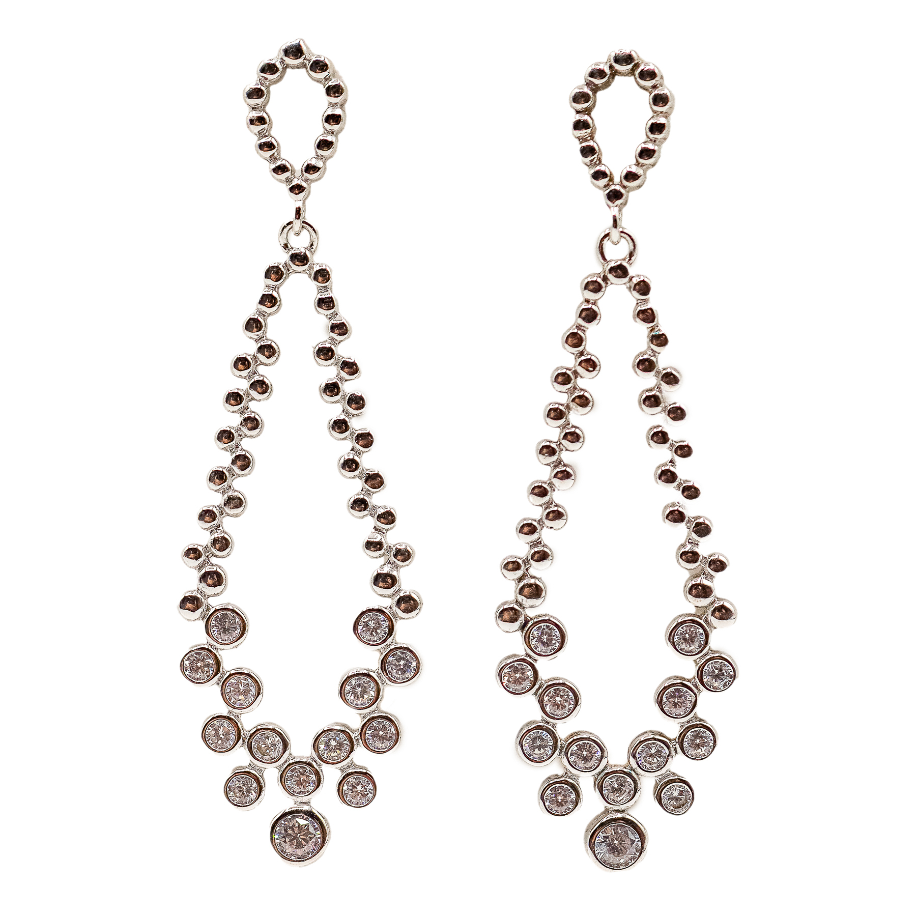 PENDIENTES LARGOS DE PLATA CON CIRCONITAS