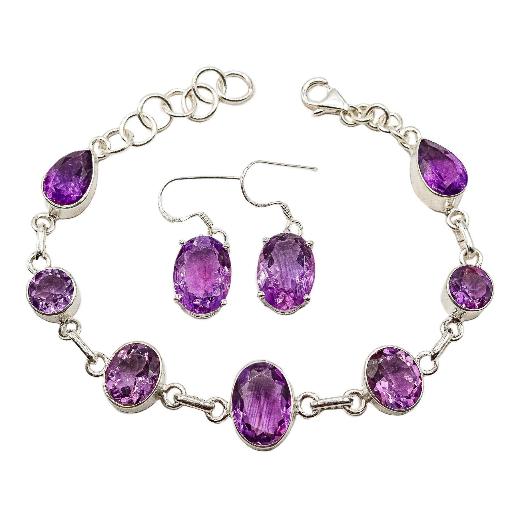 PULSERA Y PENDIENTES CON AMATISTAS