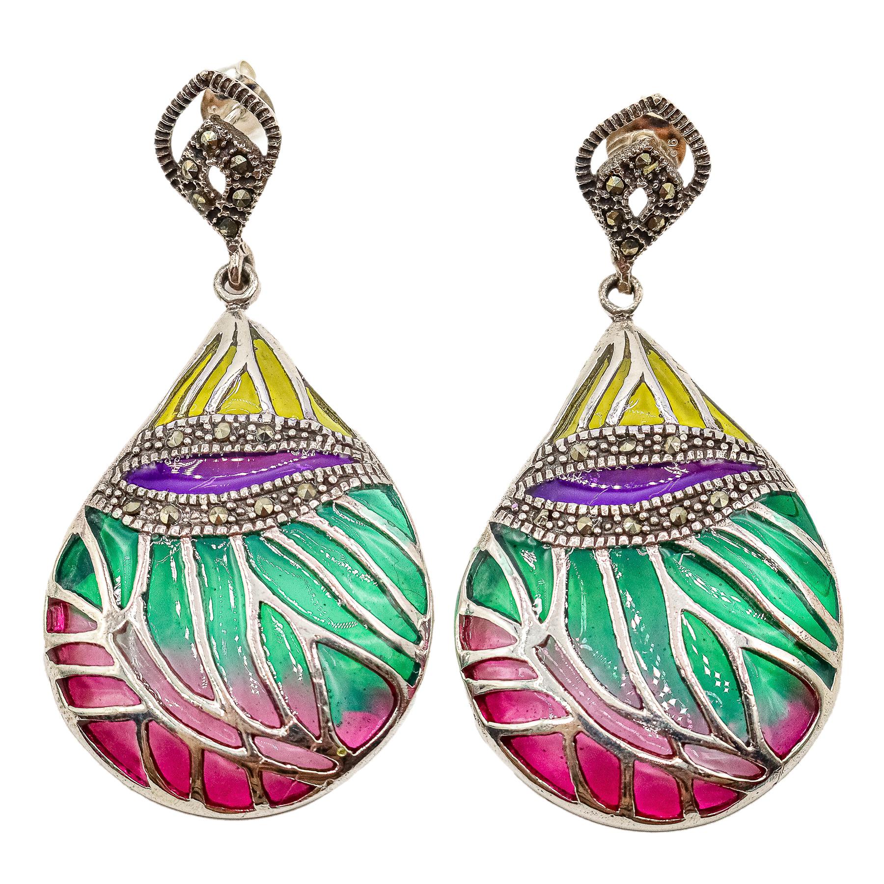 PENDIENTES LARGOS CON ESMALTES