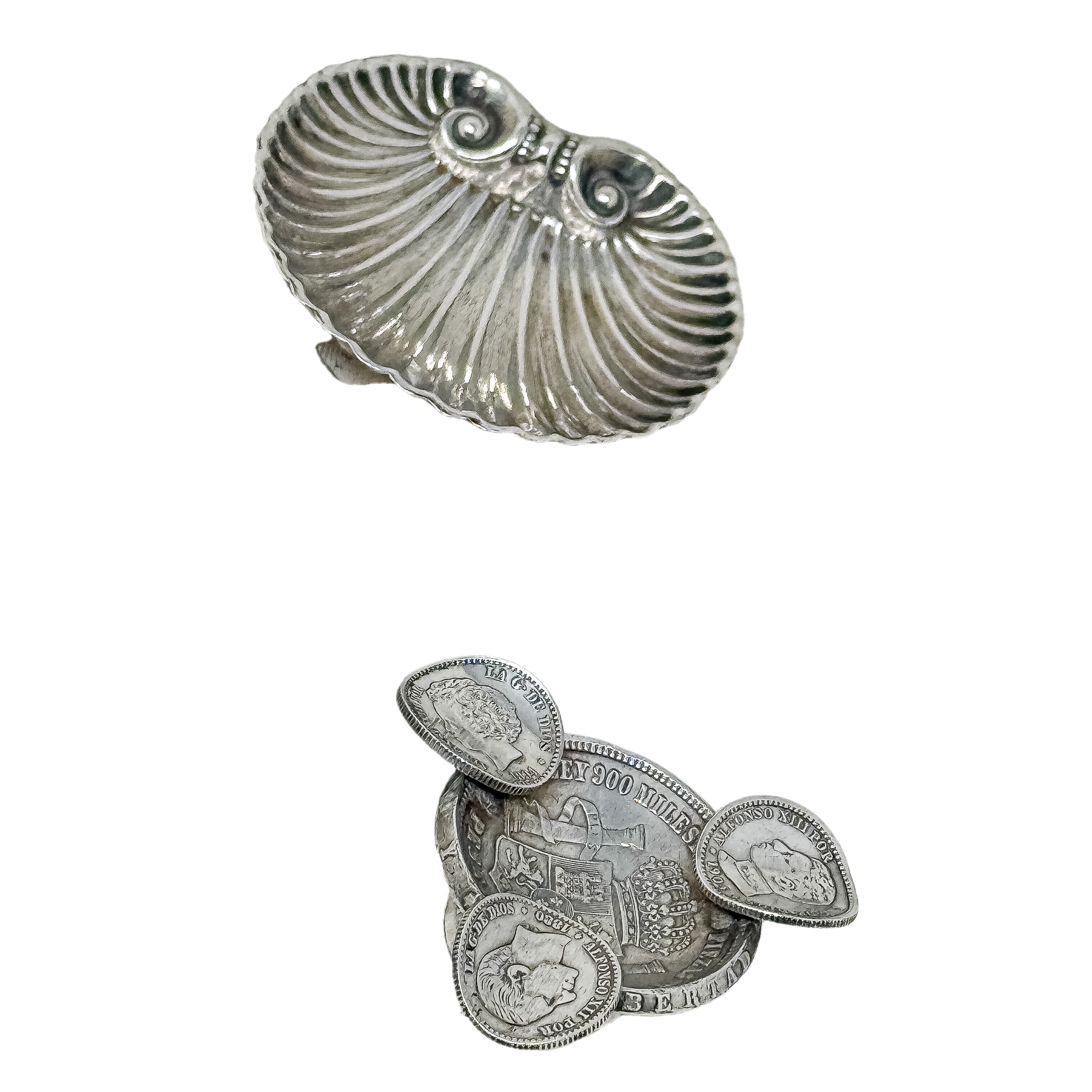  CONJUNTO DE PEQUEÑAS PIEZAS Y BANDEJA DE PLATA SIGLO XX 
