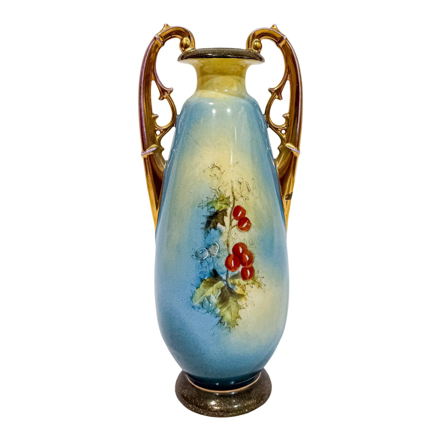 JARRÓN DE PORCELANA  VICTORIA AUSTRIA DE PRIMER TERCIO S. XX