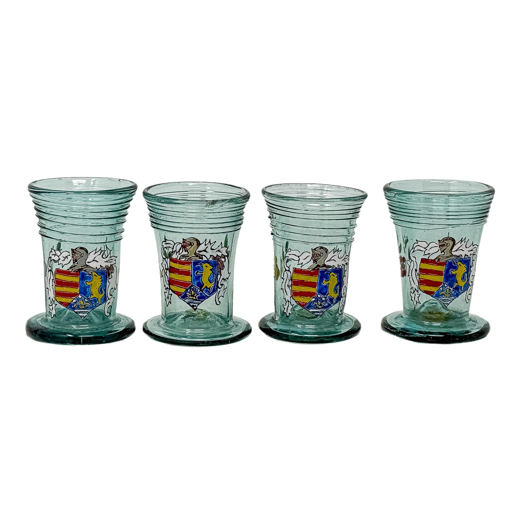 CUATRO VASITOS DE CRISTAL GORDIOLA (MALLORCA) DE LOS AÑOS 50