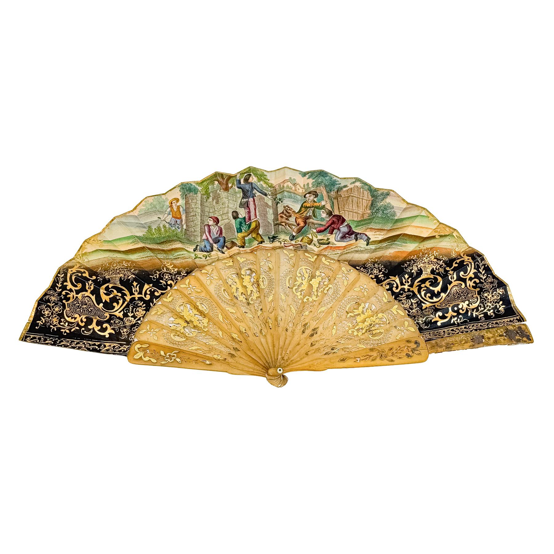 ABANICO ISABELINO DEL SEGUNDO TERCIO DEL S.XIX