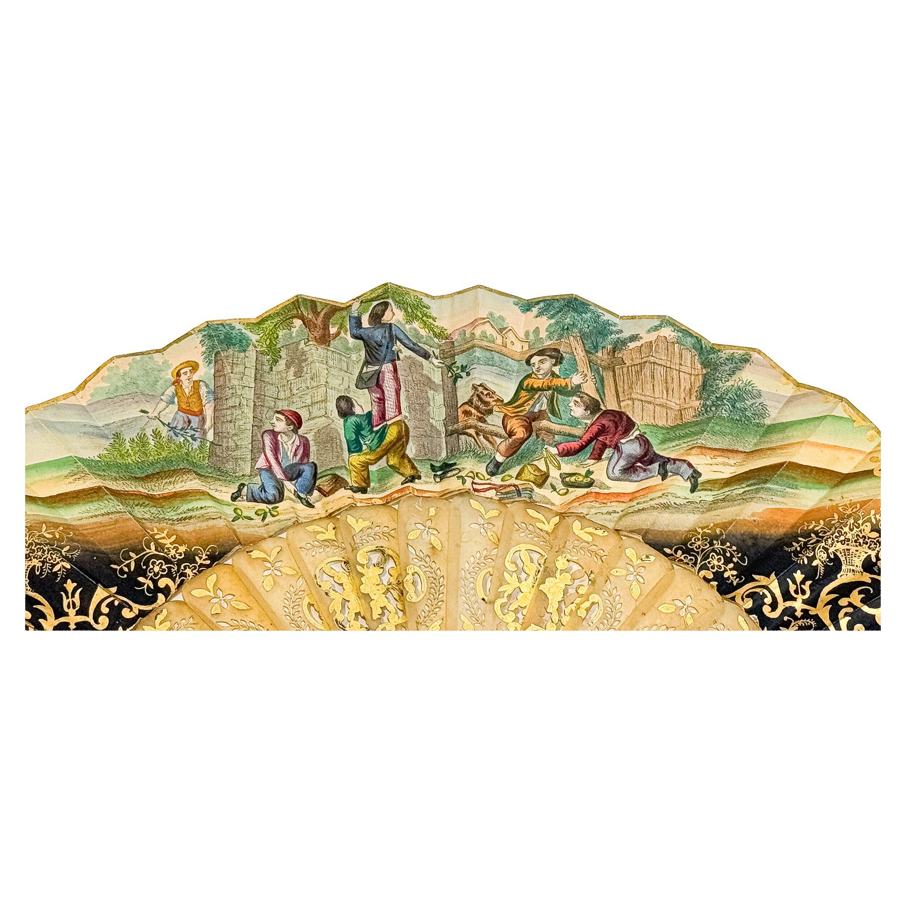 ABANICO ISABELINO DEL SEGUNDO TERCIO DEL S.XIX