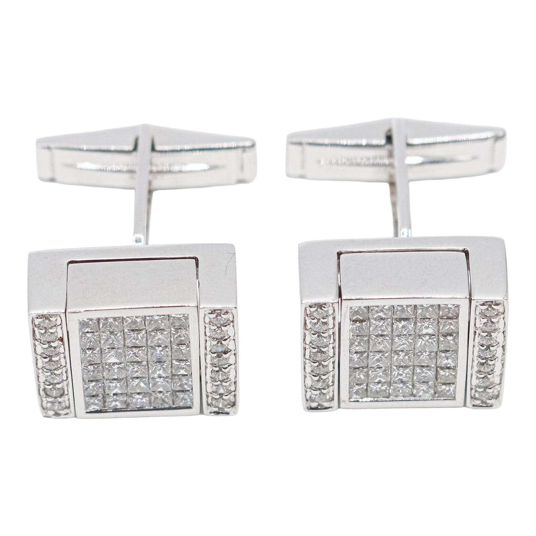 GEMELOS CON DIAMANTES TALLA PRINCESA