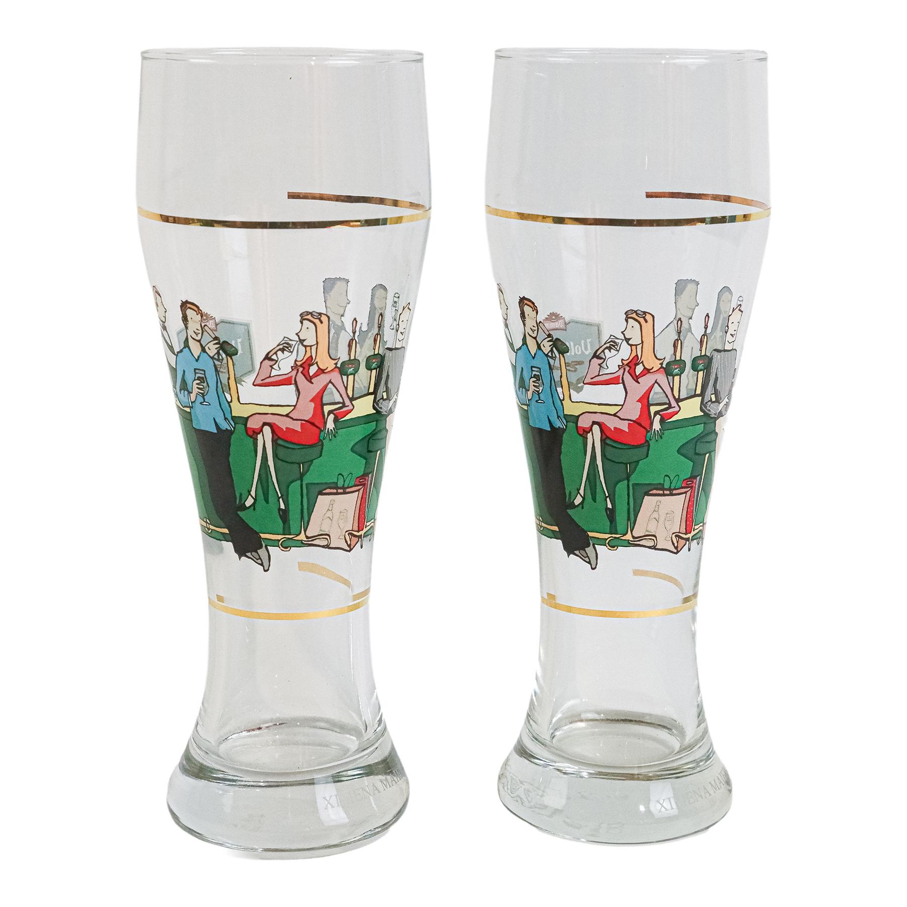 DOS COPAS EN CRISTAL ESTAMPADO DEL ÚLTIMO CUARTO DE S. XX