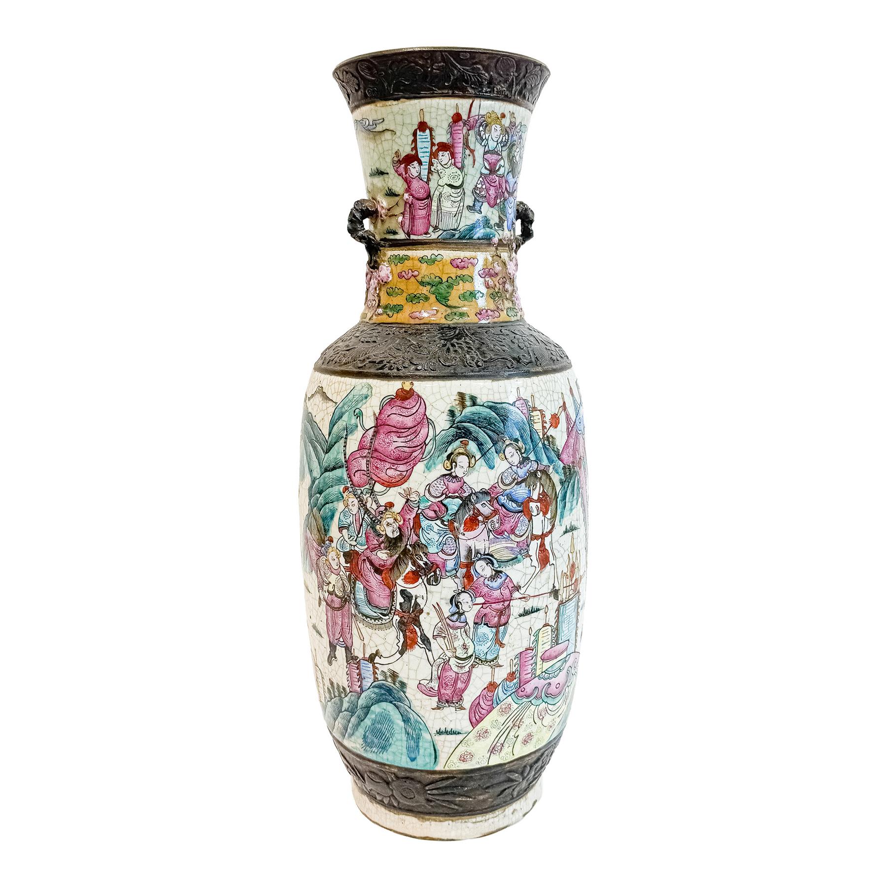 JARRÓN CHINO EN PORCELANA DE CANTÓN DE FINALES DEL S.XIX