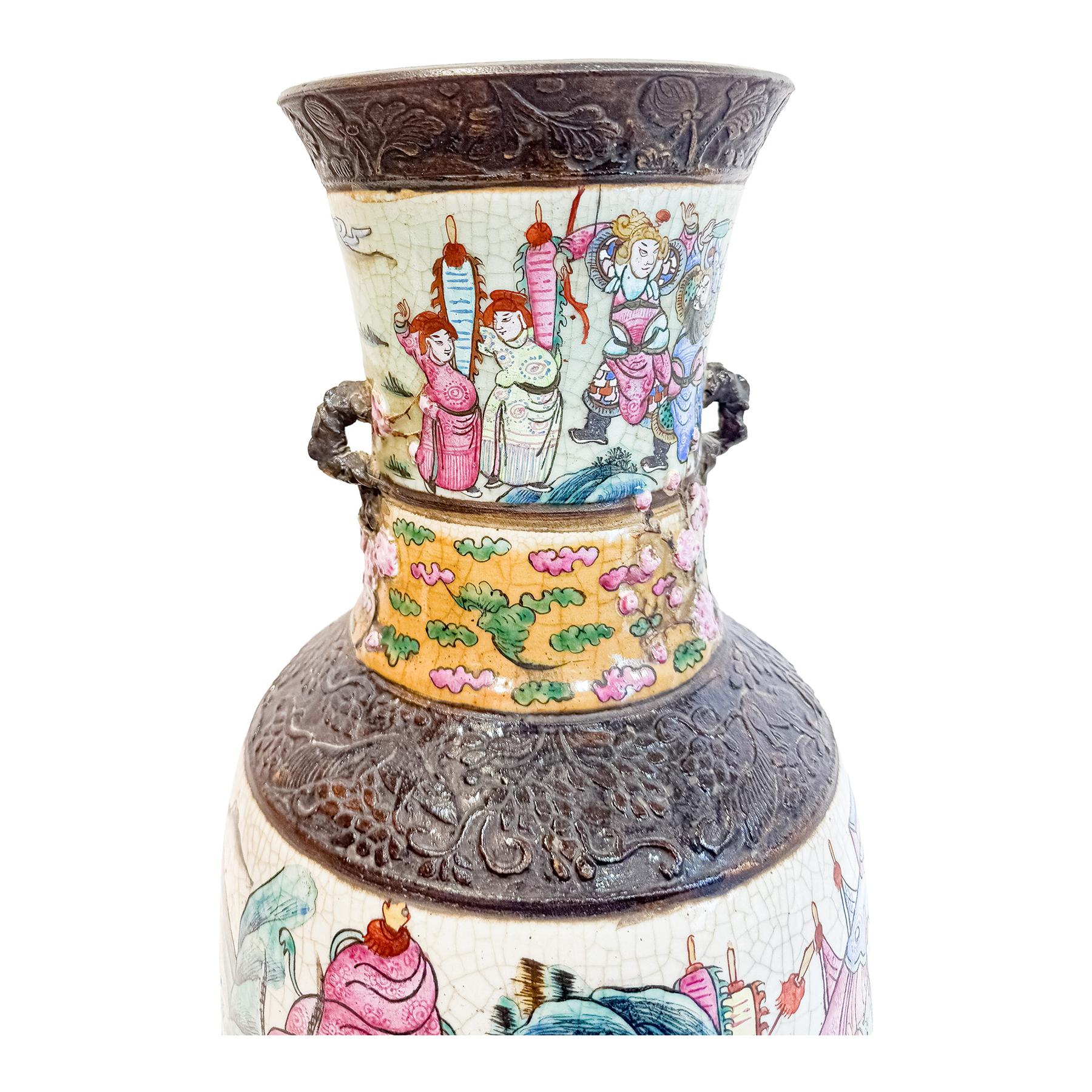 JARRÓN CHINO EN PORCELANA DE CANTÓN DE FINALES DEL S.XIX