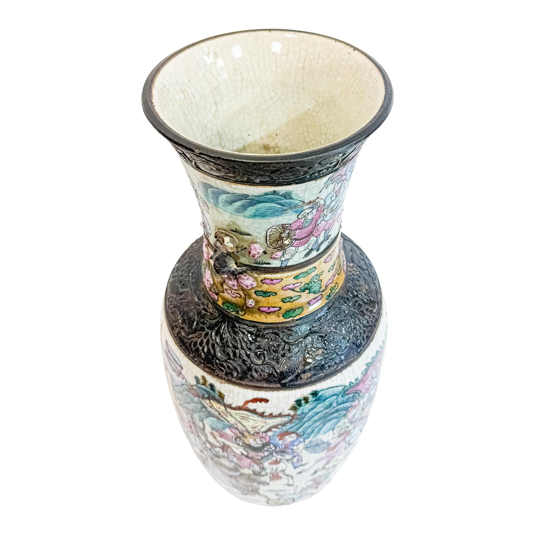 JARRÓN CHINO EN PORCELANA DE CANTÓN DE FINALES DEL S.XIX