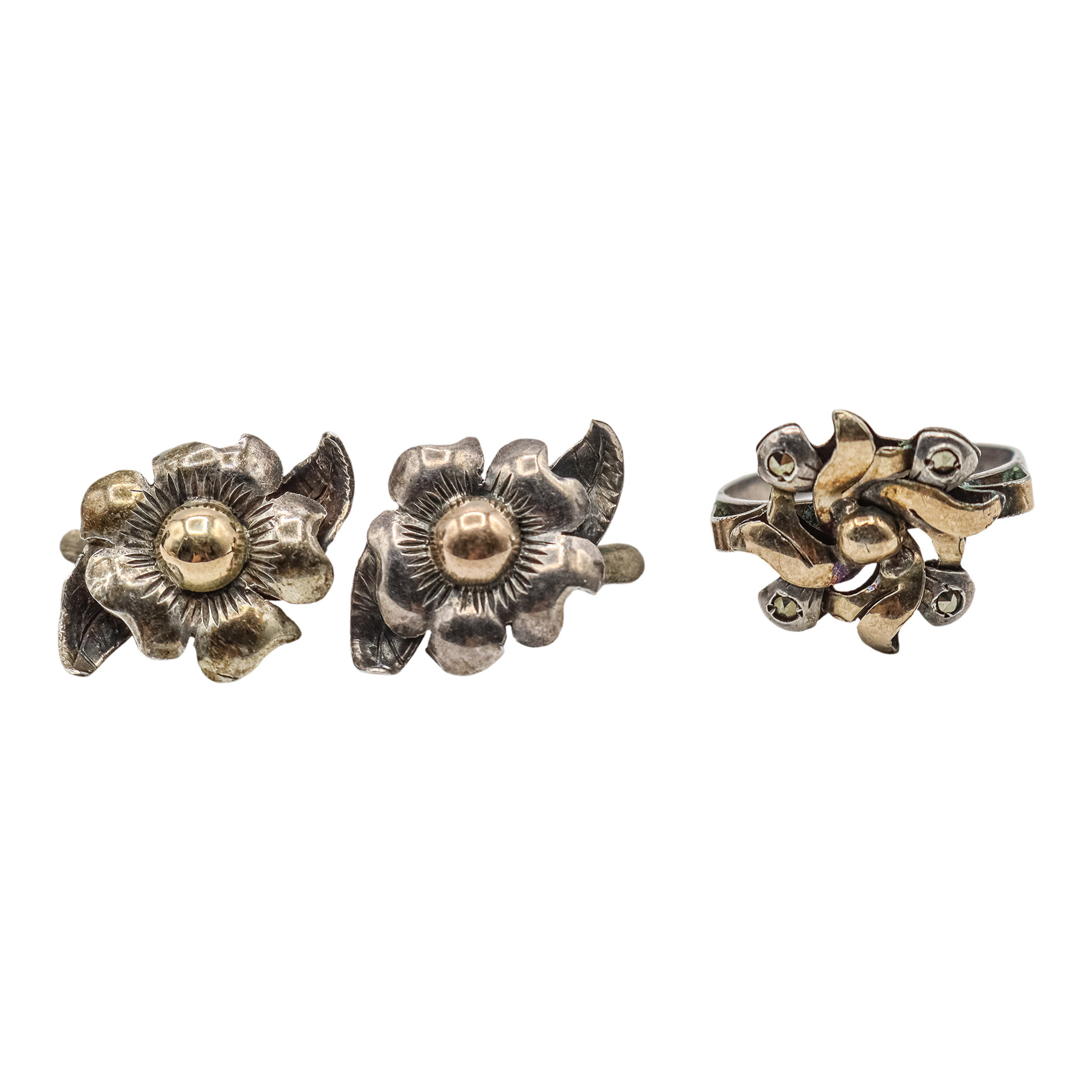 PENDIENTES FLOR Y SORTIJA DE LOS AÑOS 40