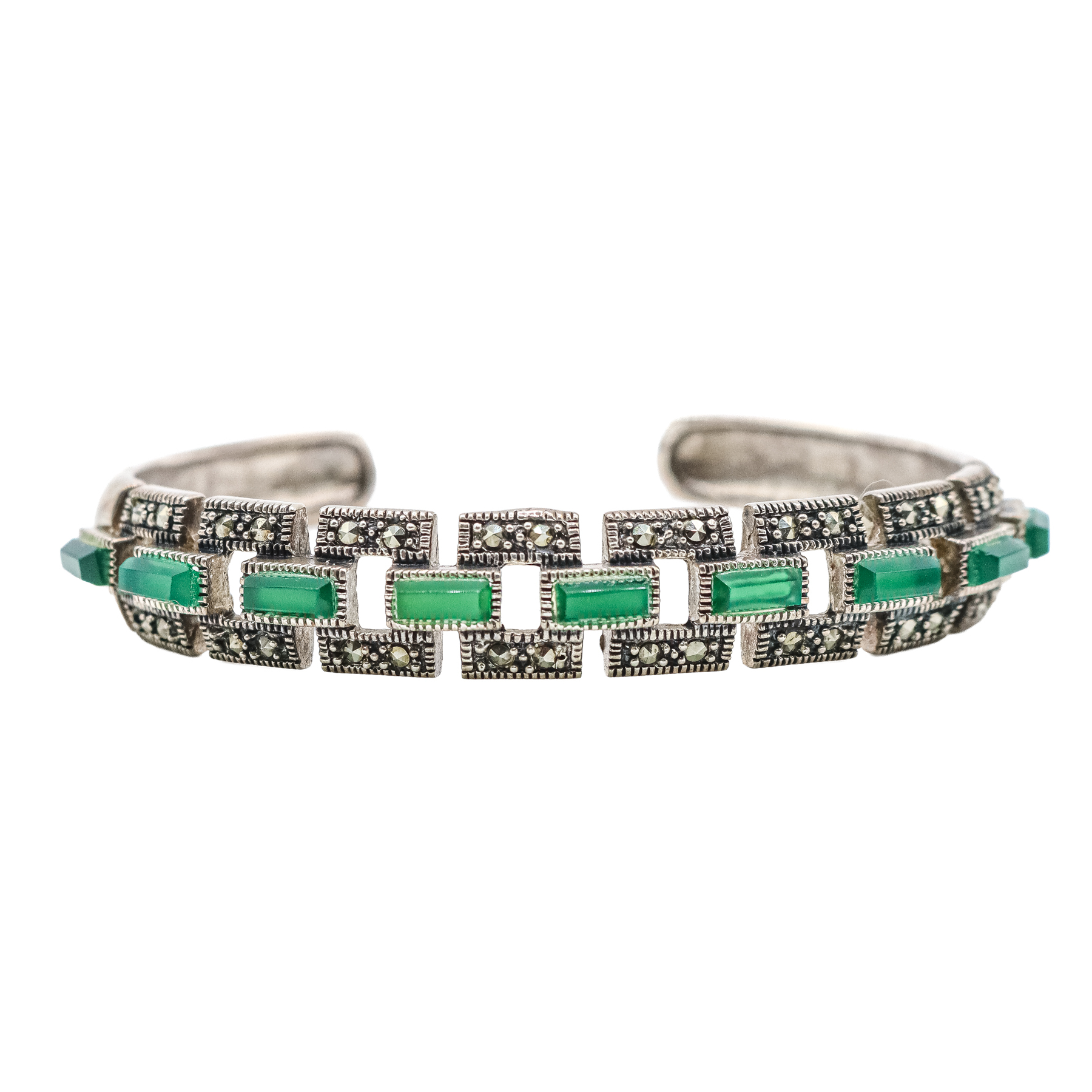 PULSERA ESCLAVA  CON MARQUESITAS Y CRISOPRASAS