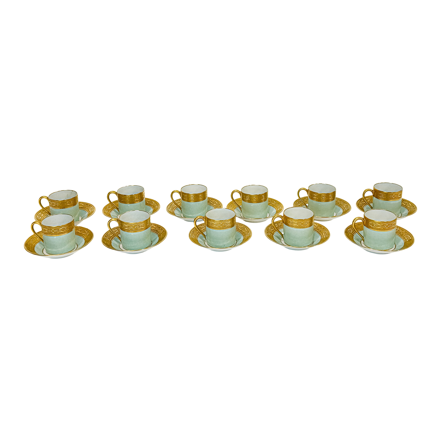 ONCE TAZAS Y PLATOS EN PORCELANA DE LIMOGES