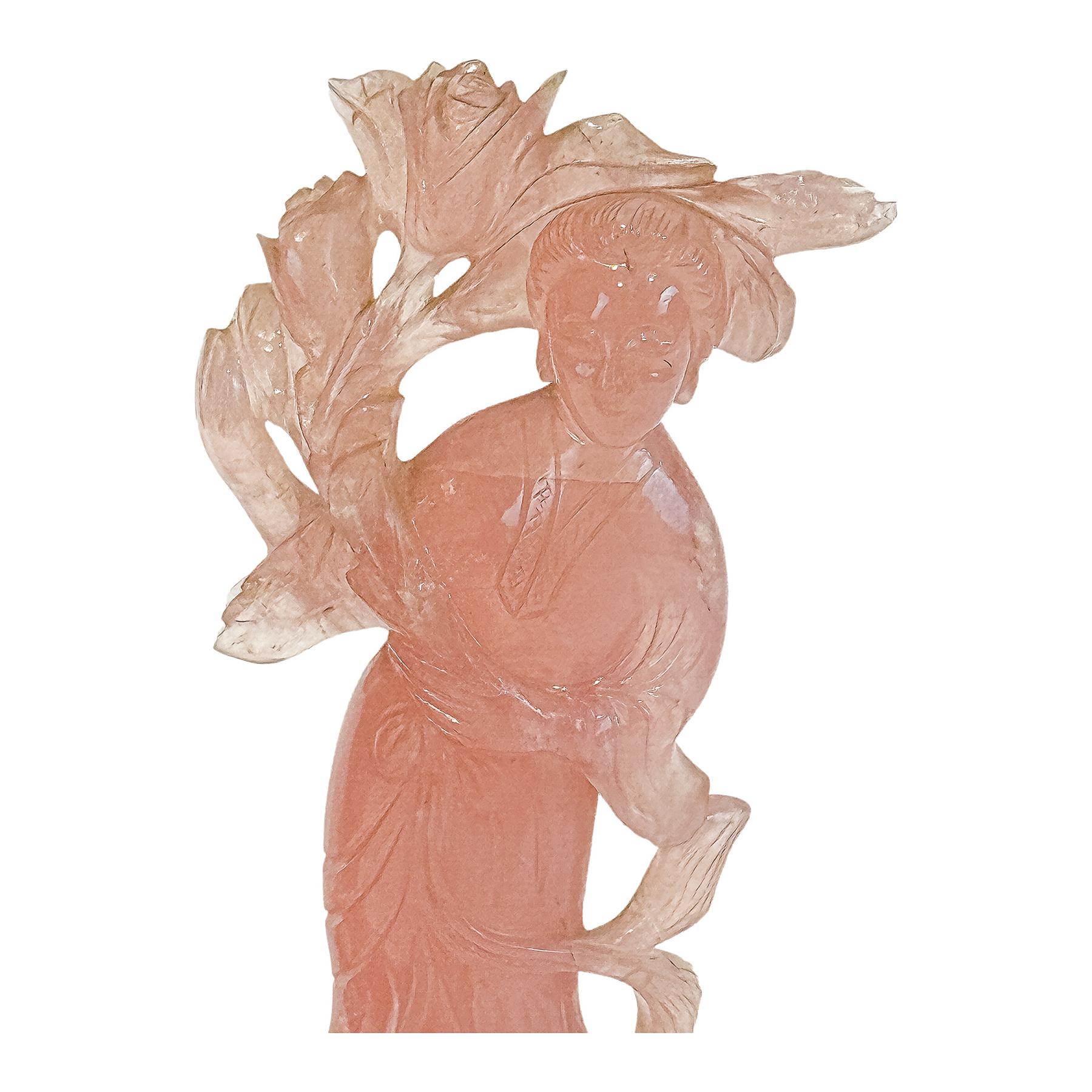 DOS GHEISHAS DE CUARZO ROSA DE MEDIADOS DE S. XX