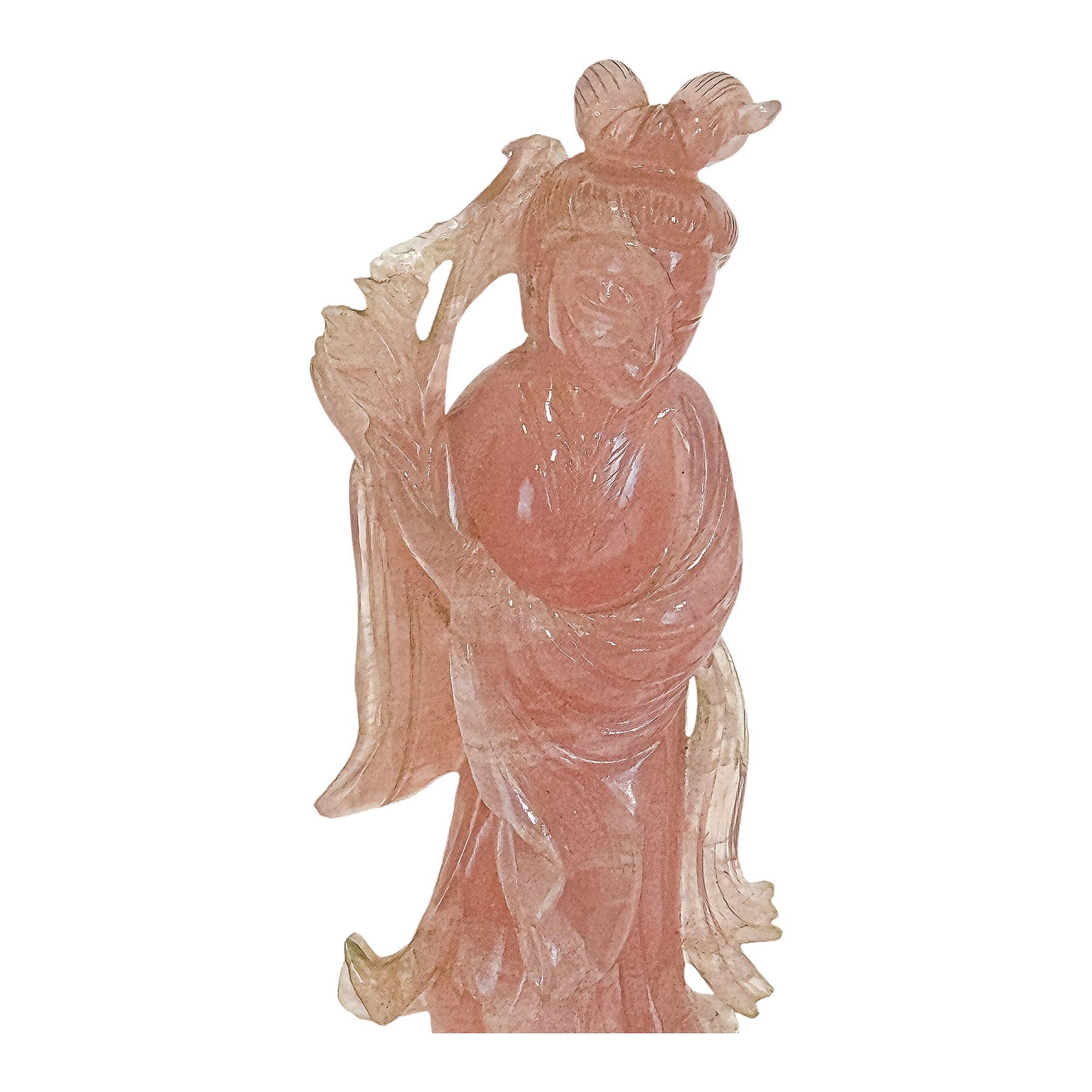 DOS GHEISHAS DE CUARZO ROSA DE MEDIADOS DE S. XX