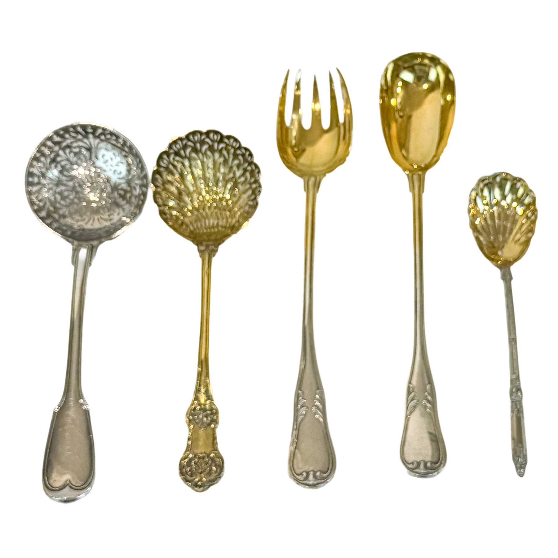 CINCO CUBIERTOS DE SERVICIO DE LA PRIMERA MITAD DE SIGLO XX