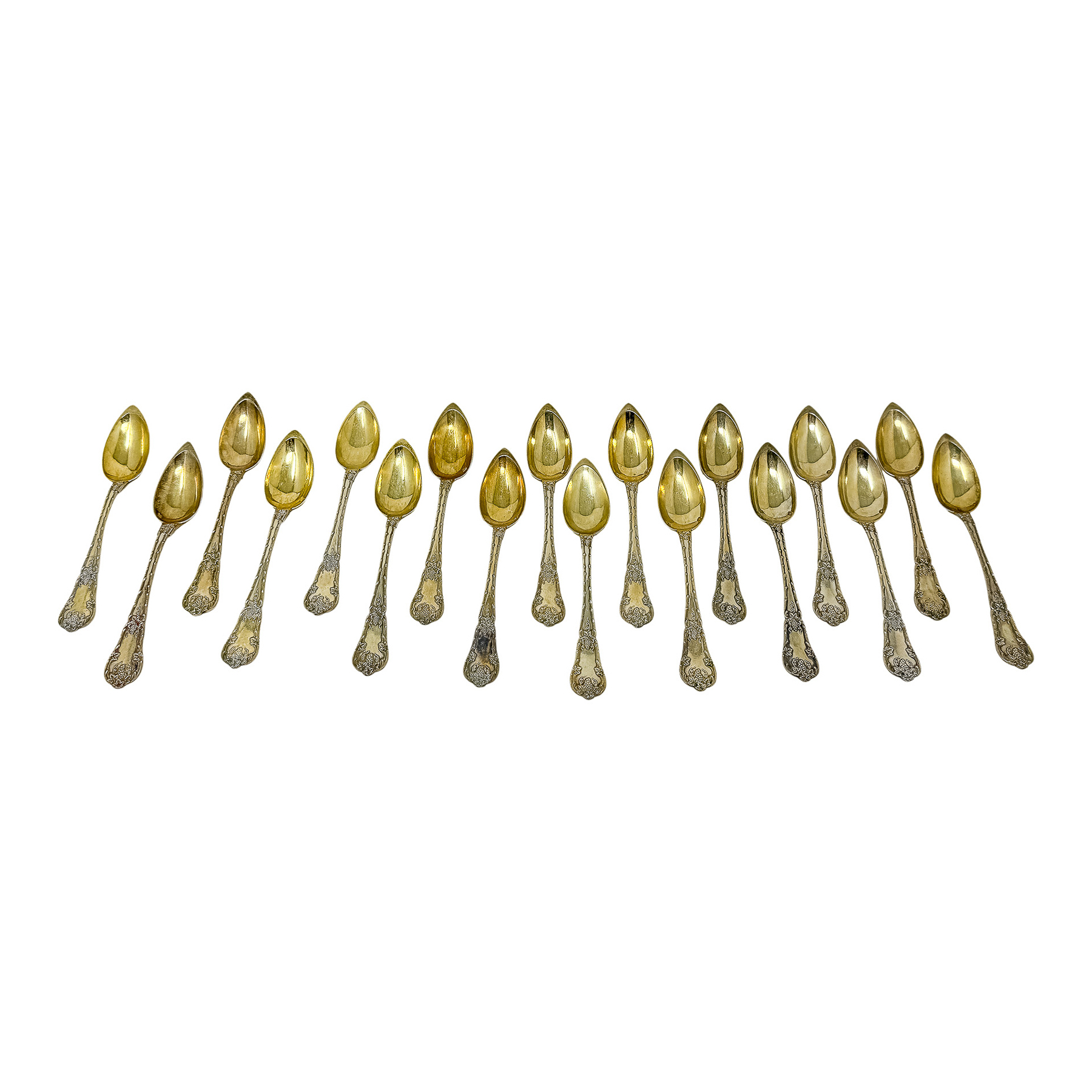 18 CUCHARAS DE POSTRE EN PLATA DE PRIMER CUARTO S. XIX