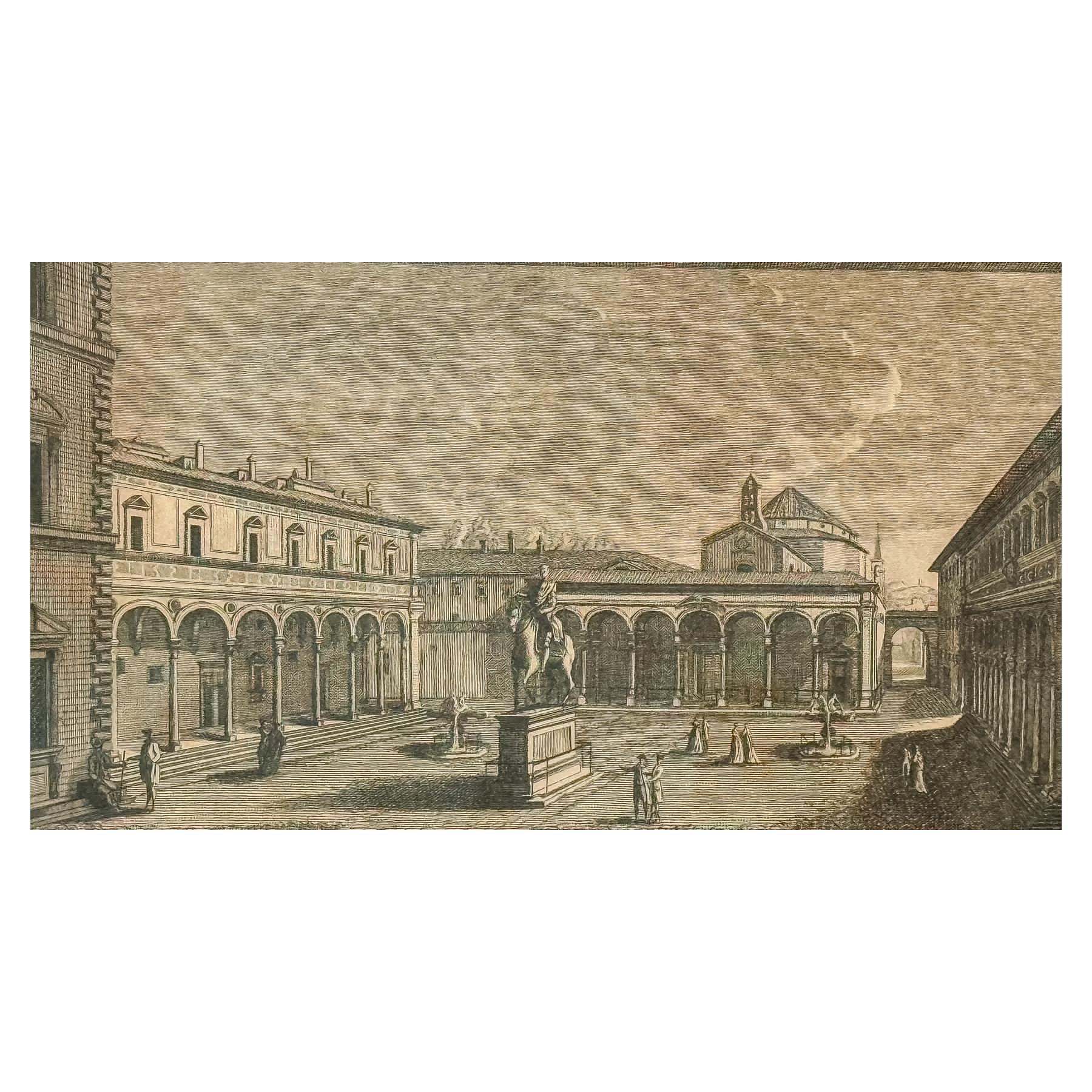 GRABADO ITALIANO LITOGRAFIADO DEL SIGLO XIX