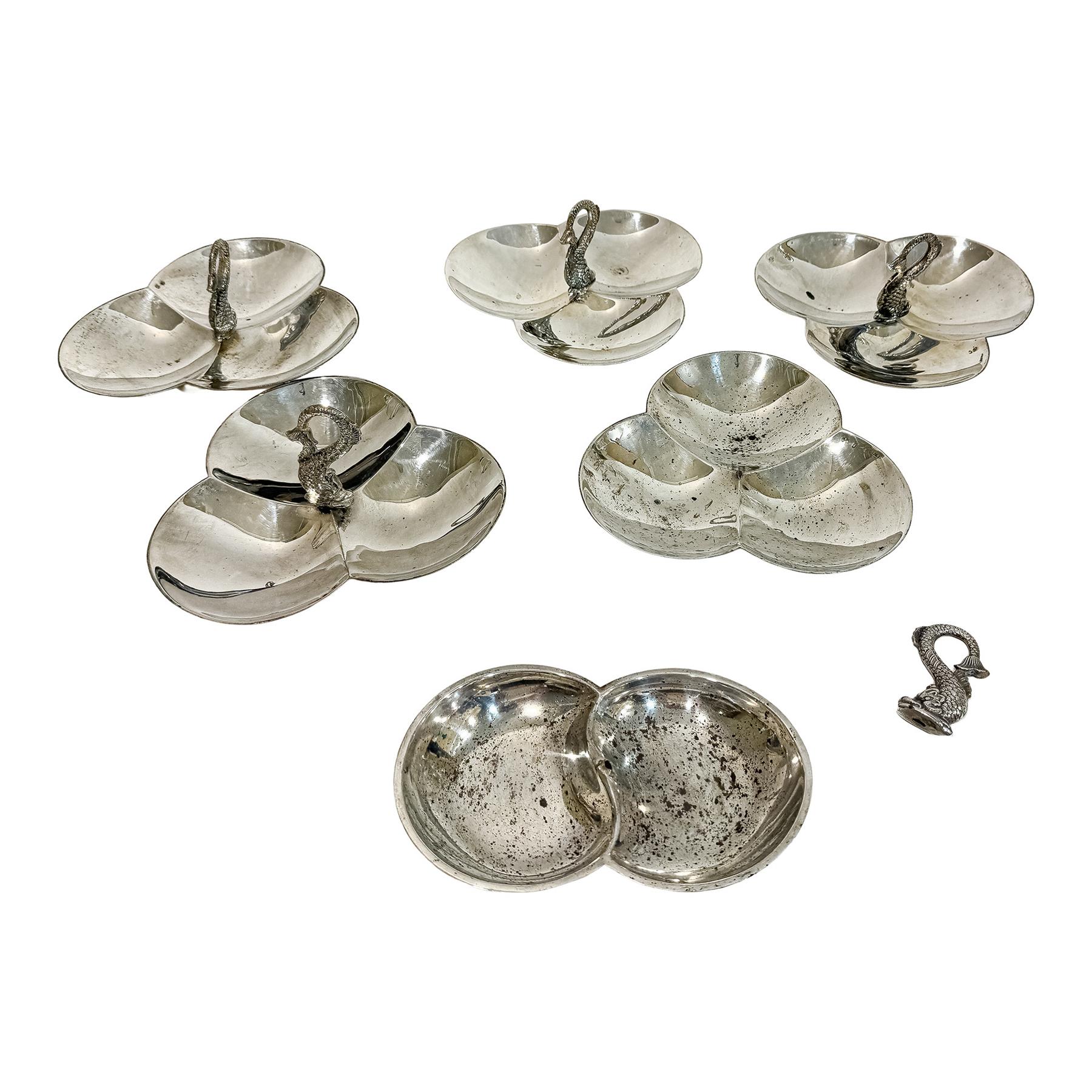 5 APERITIVEROS DE PLATA DE MEDIADOS DE SIGLO XX