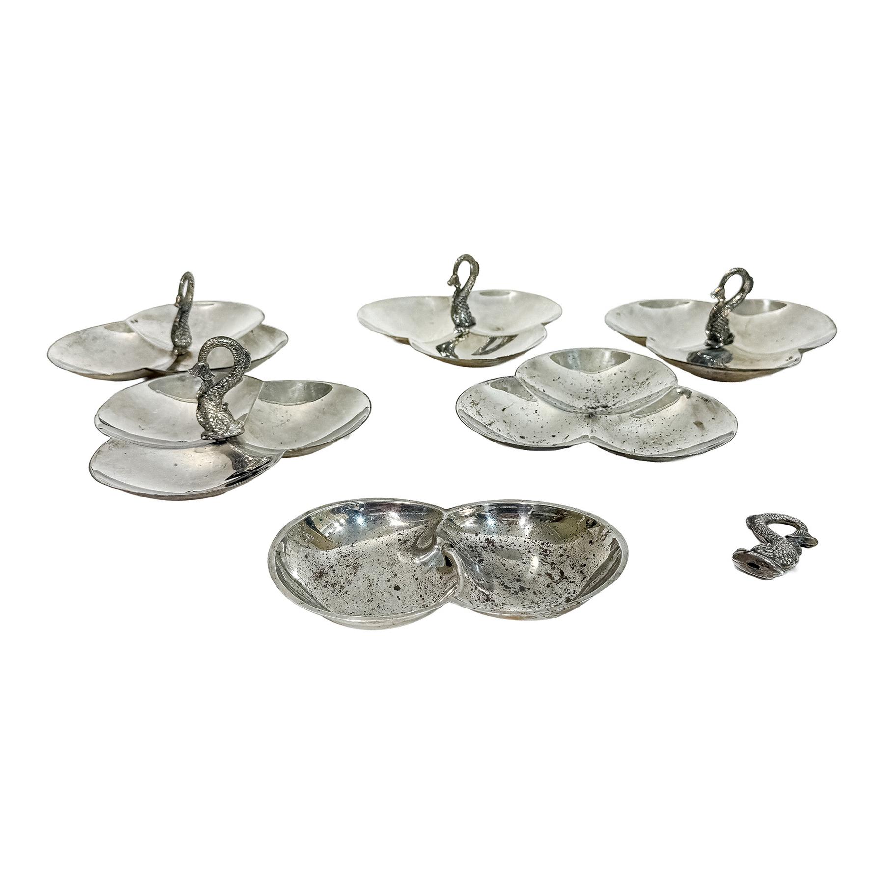 5 APERITIVEROS DE PLATA DE MEDIADOS DE SIGLO XX