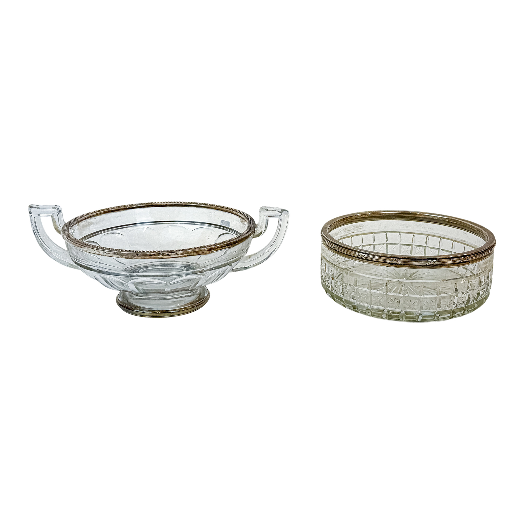 DOS CENTROS DE MESA EN CRISTAL DEL PRIMER TERCIO DEL S.XX