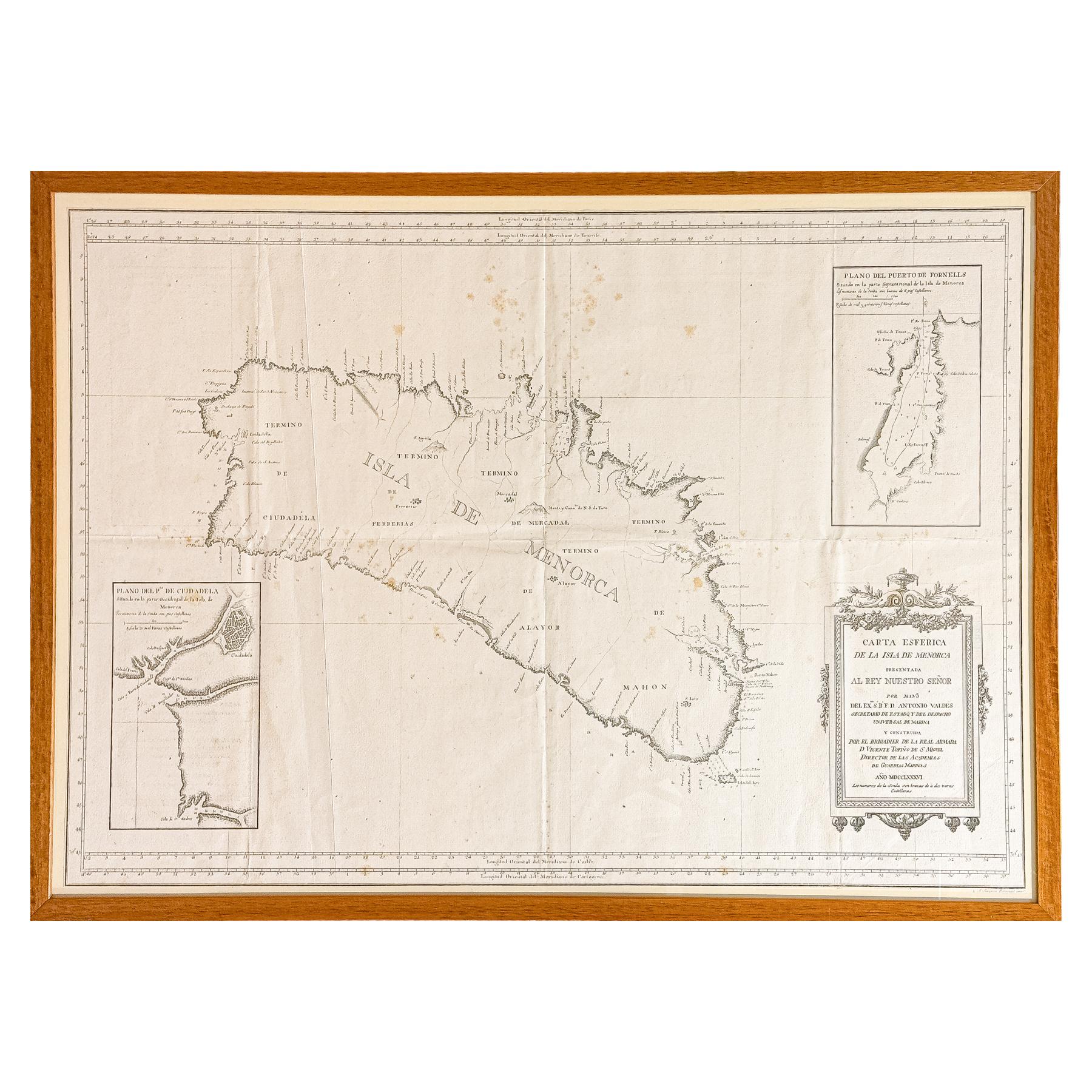 CARTA ESFÉRICA DEL LA ISLA DE MENORCA Y SUS ADYACENTES 1786