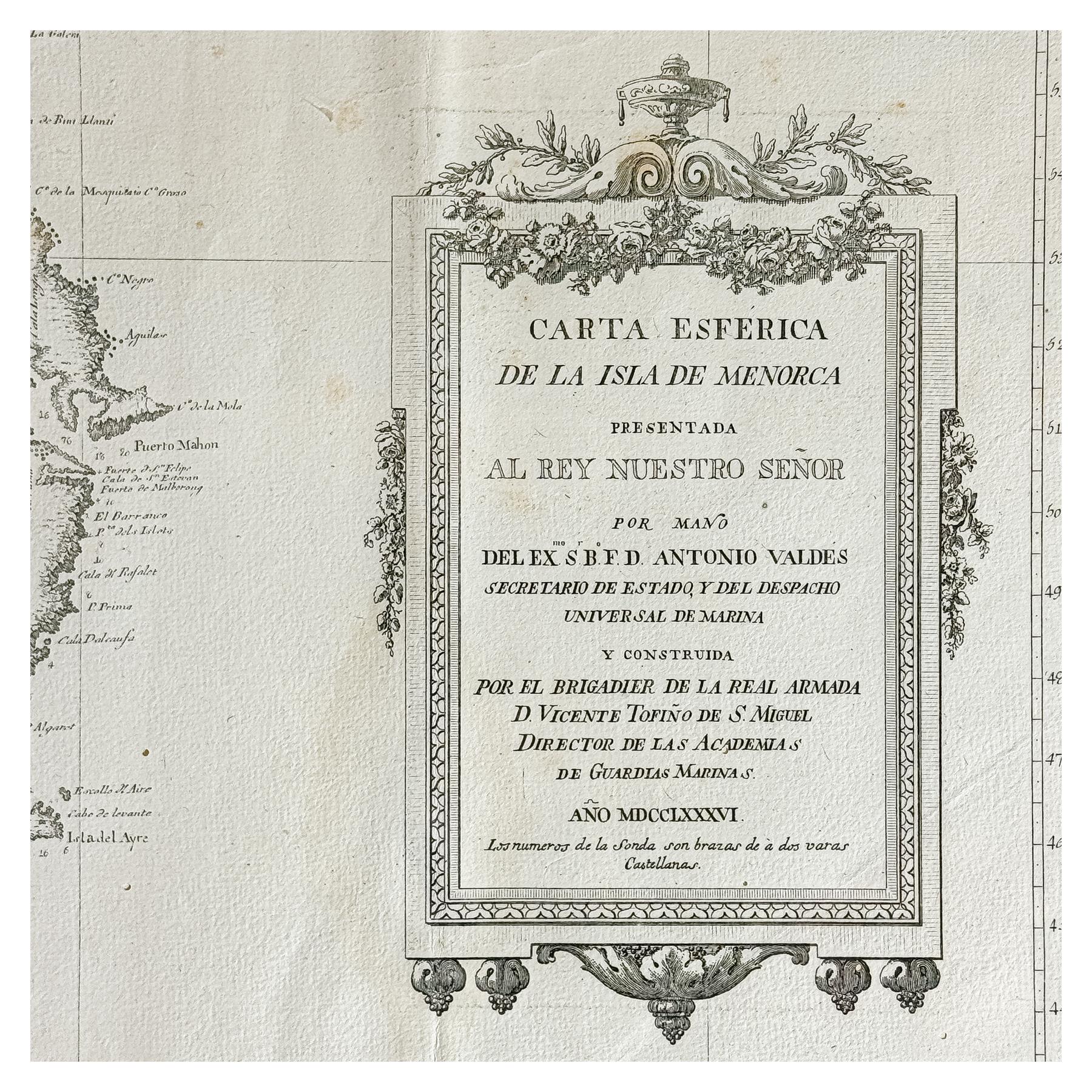 CARTA ESFÉRICA DEL LA ISLA DE MENORCA Y SUS ADYACENTES 1786