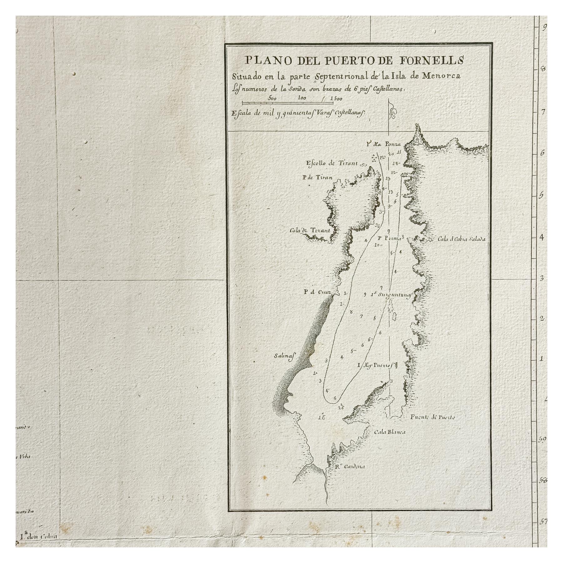 CARTA ESFÉRICA DEL LA ISLA DE MENORCA Y SUS ADYACENTES 1786