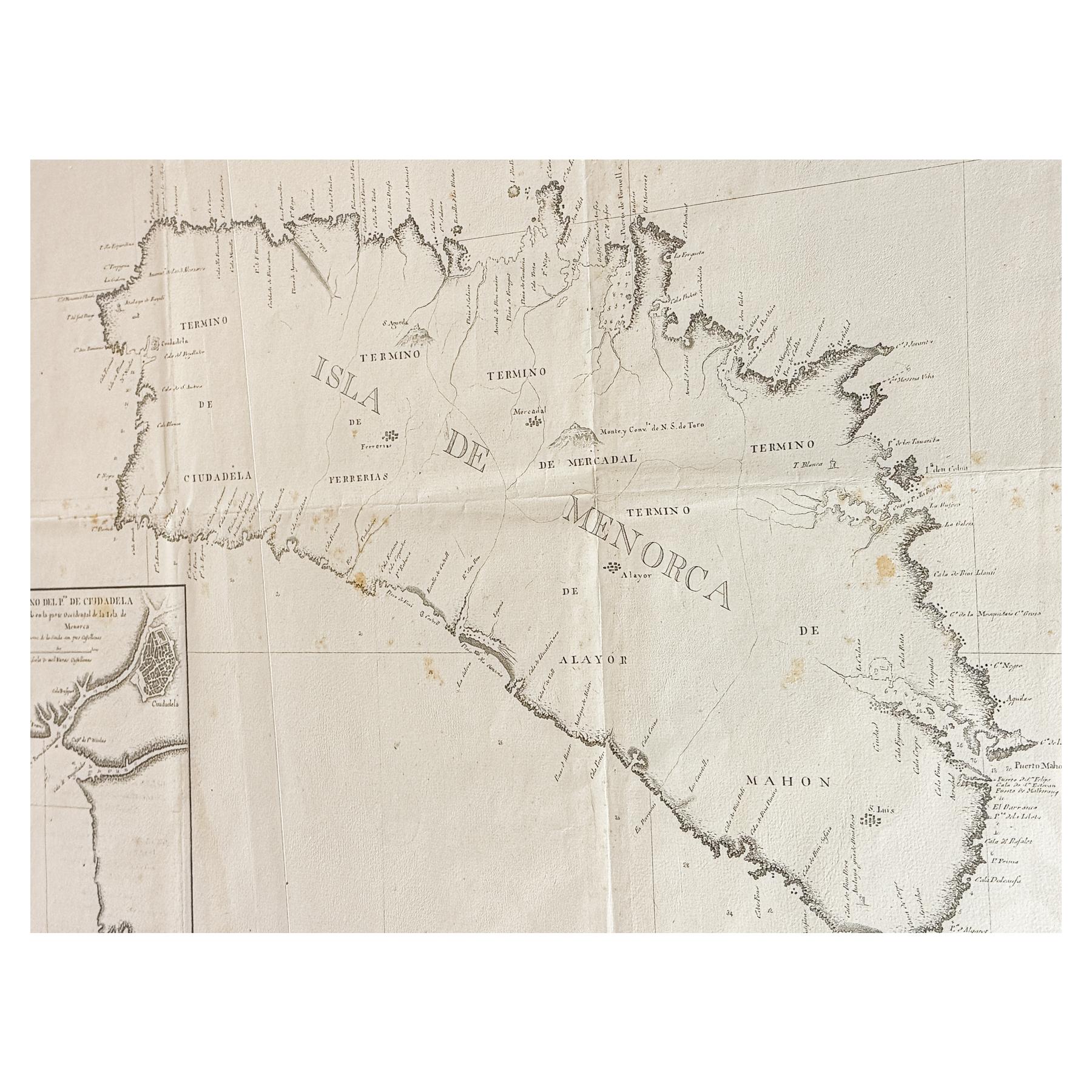 CARTA ESFÉRICA DEL LA ISLA DE MENORCA Y SUS ADYACENTES 1786
