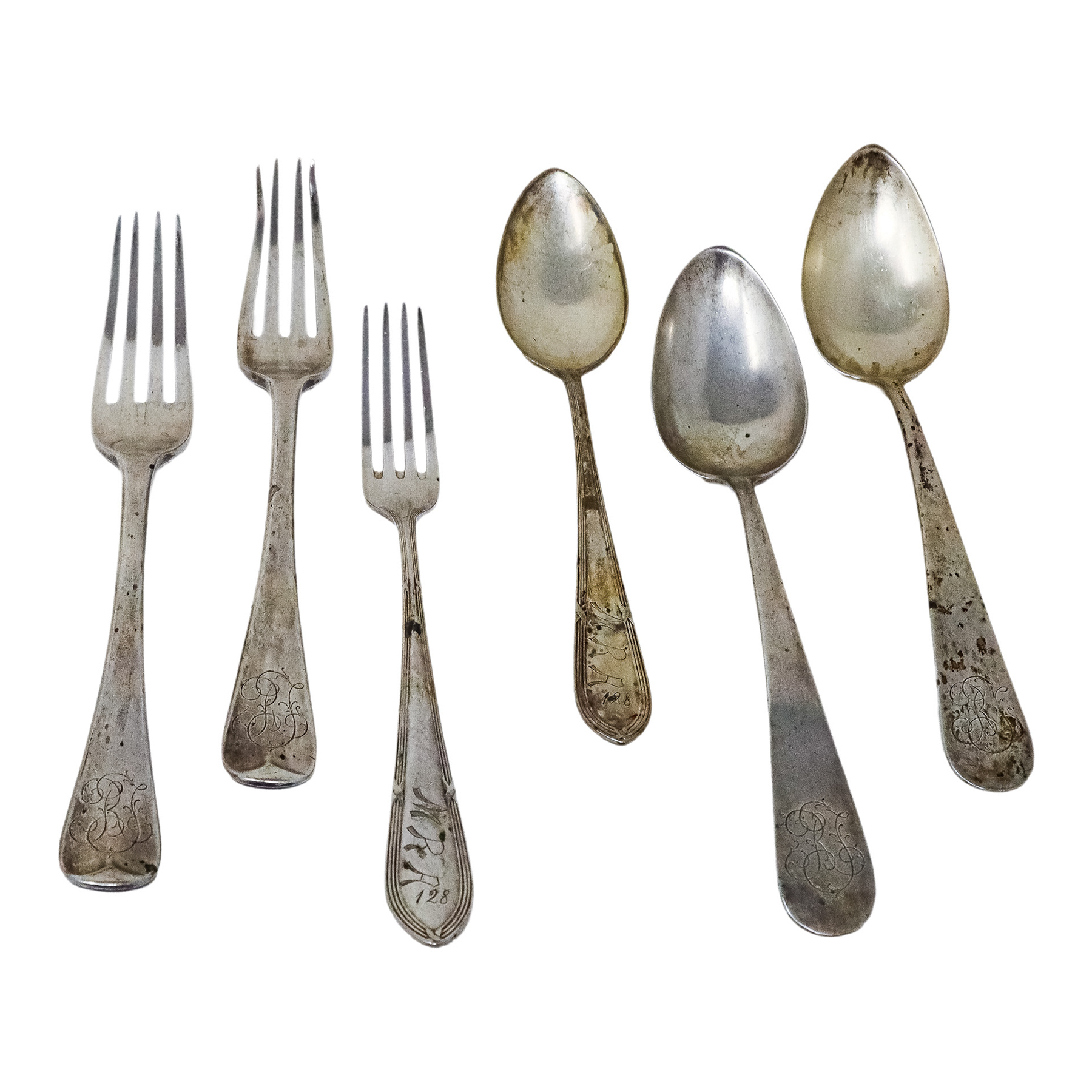 SEIS CUBIERTOS DE PLATA DEL PRIMER CUARTO DE SIGLO XX