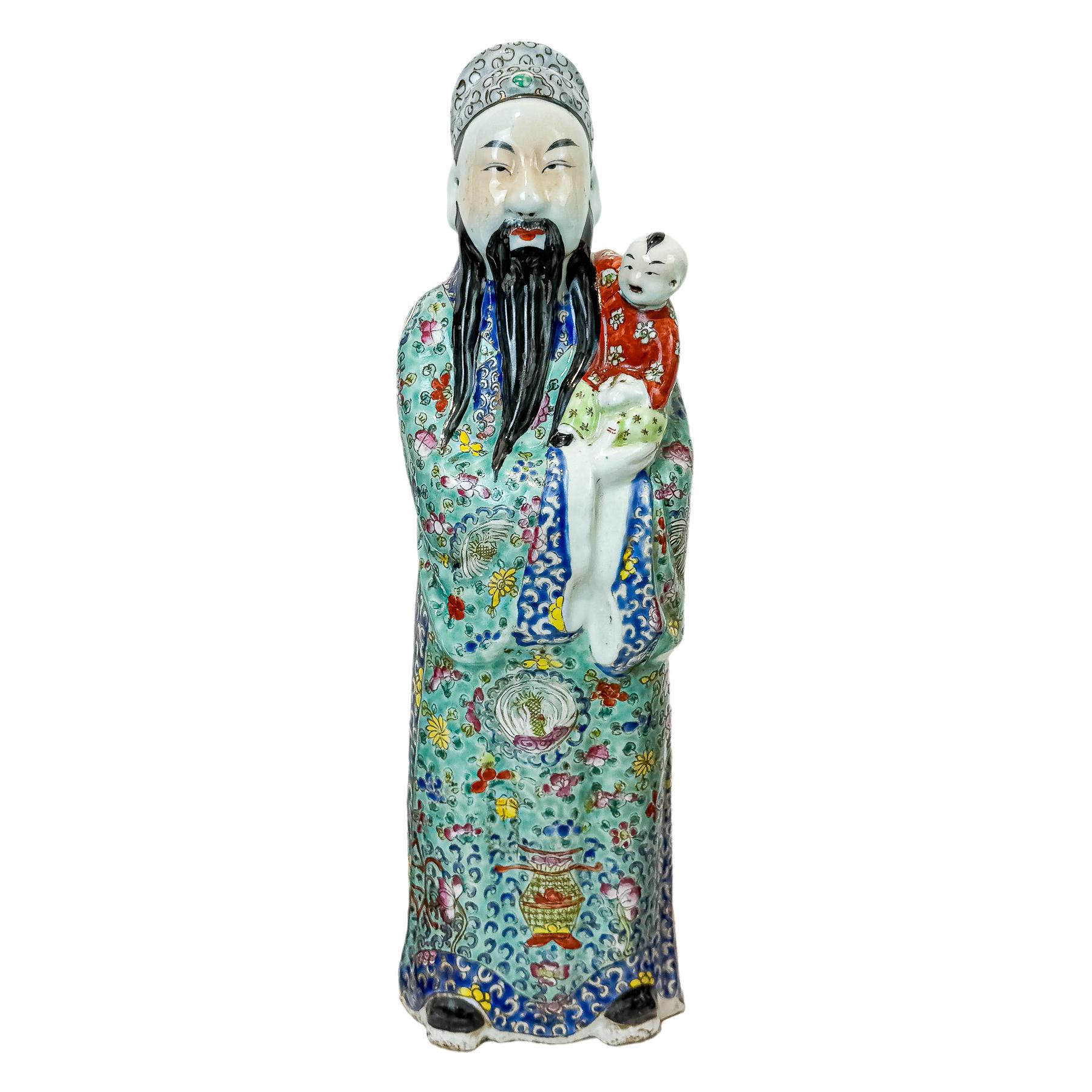 TRES FIGURAS DE PORCELANA CHINA DE LA SEGUNDA MITAD DE S. XX