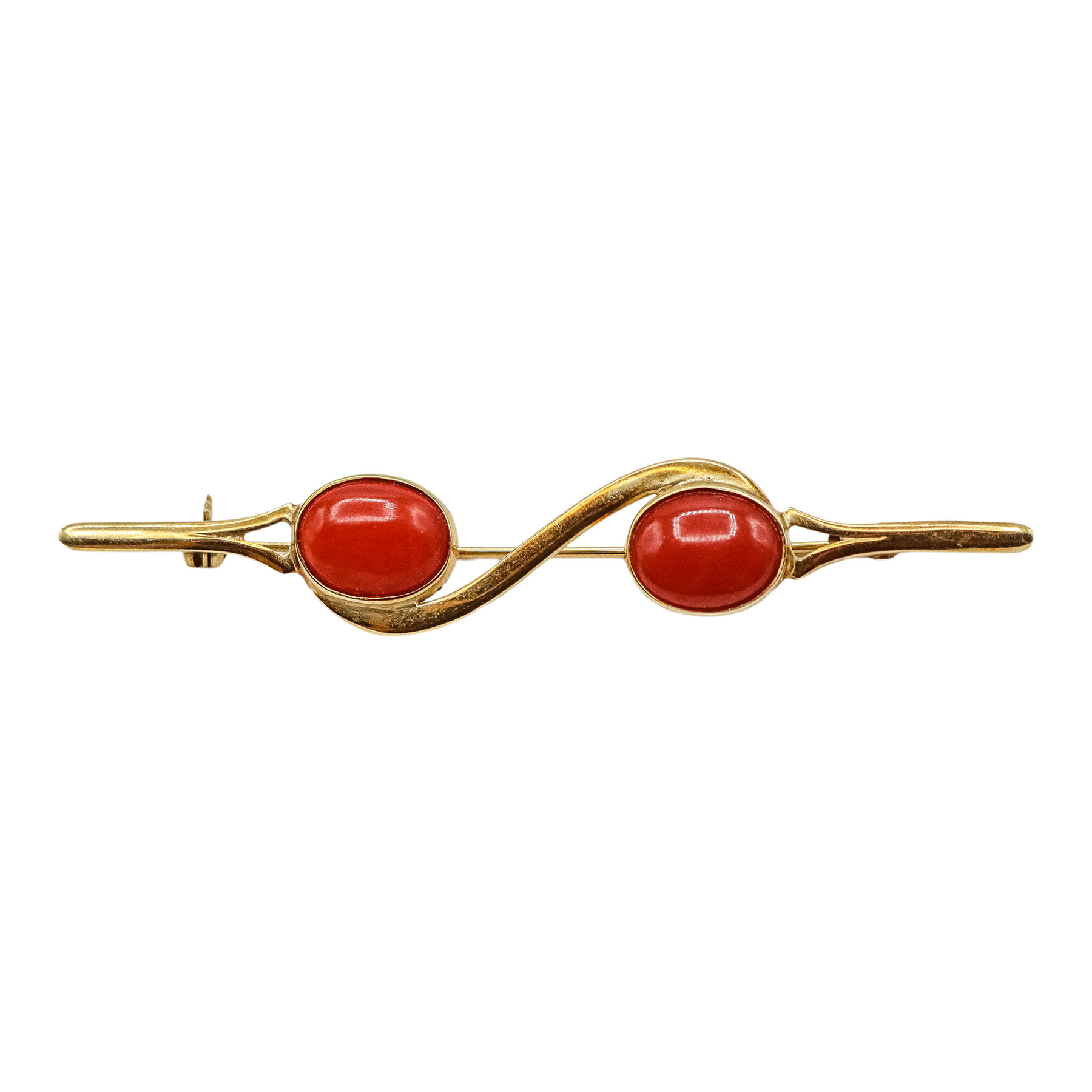 BROCHE CON CORAL DE MEDIADOS DEL S.XIX
