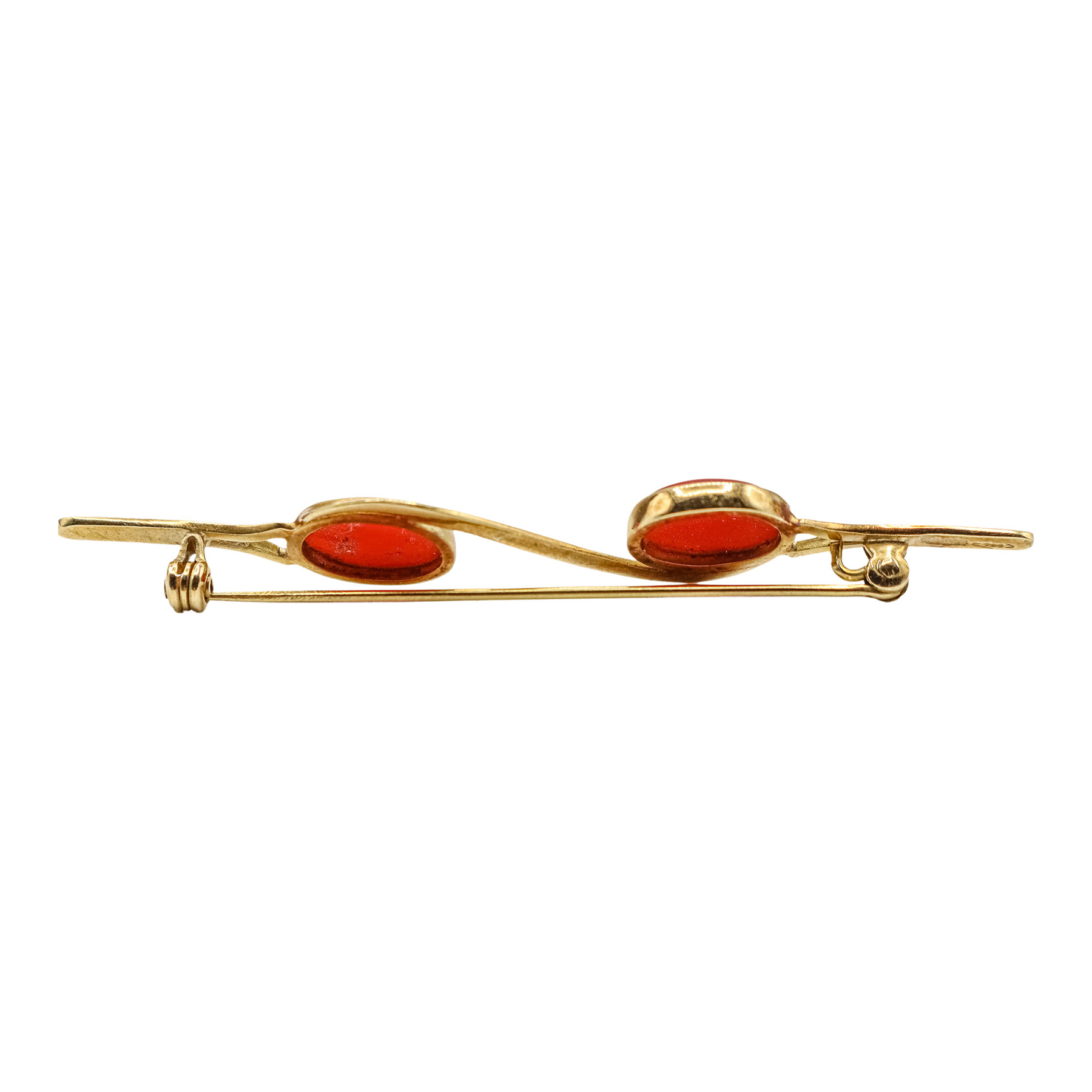 BROCHE CON CORAL DE MEDIADOS DEL S.XIX