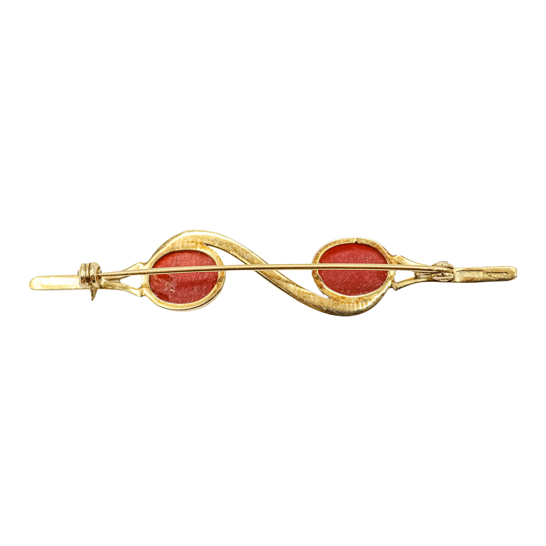 BROCHE CON CORAL DE MEDIADOS DEL S.XIX