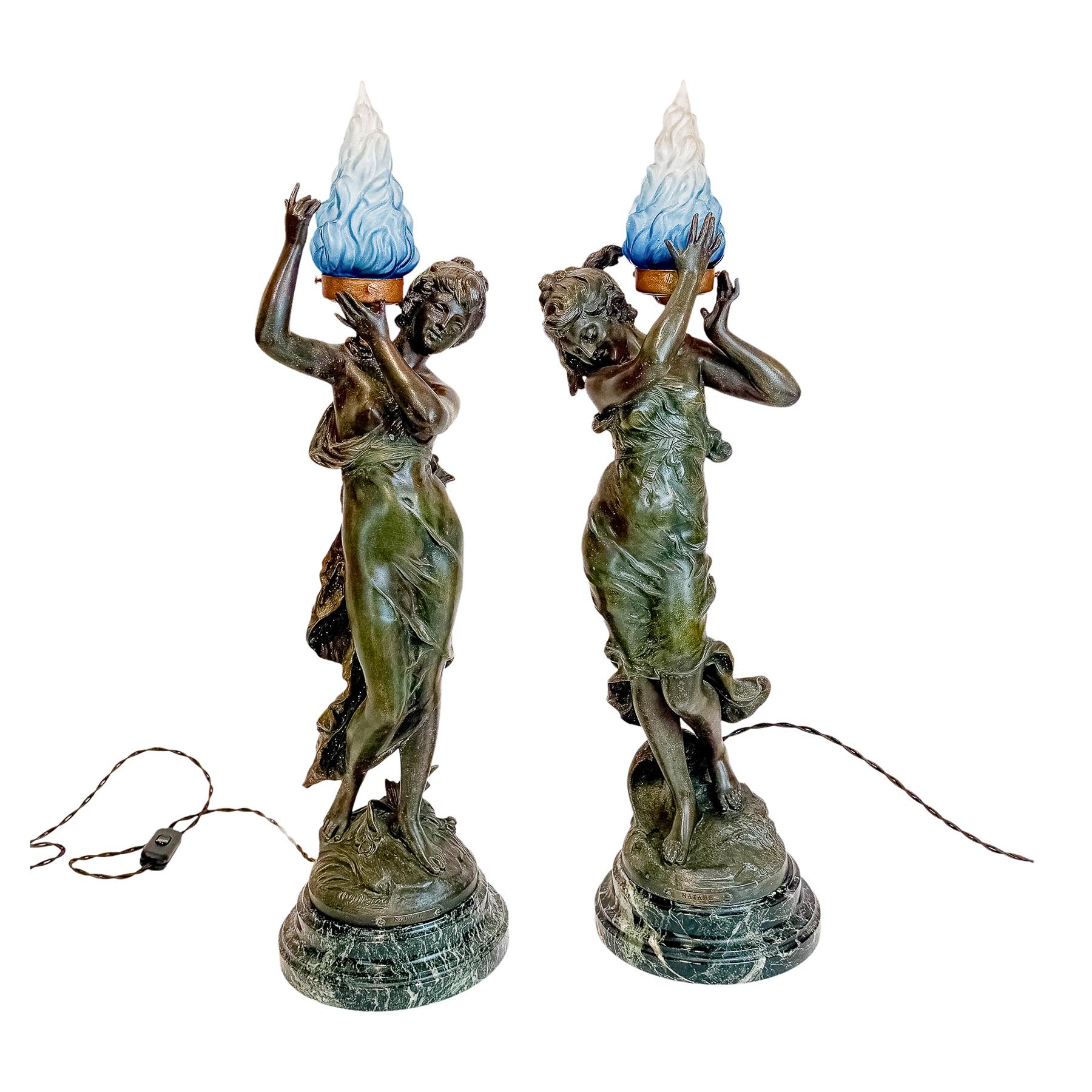 PAREJA DE LÁMPARAS ART NOUVEAU DE MEDIADOS S.XX