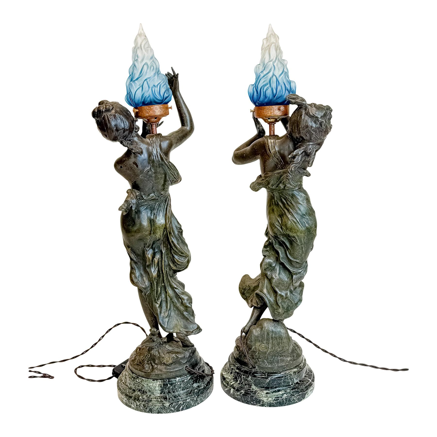 PAREJA DE LÁMPARAS ART NOUVEAU DE MEDIADOS S.XX