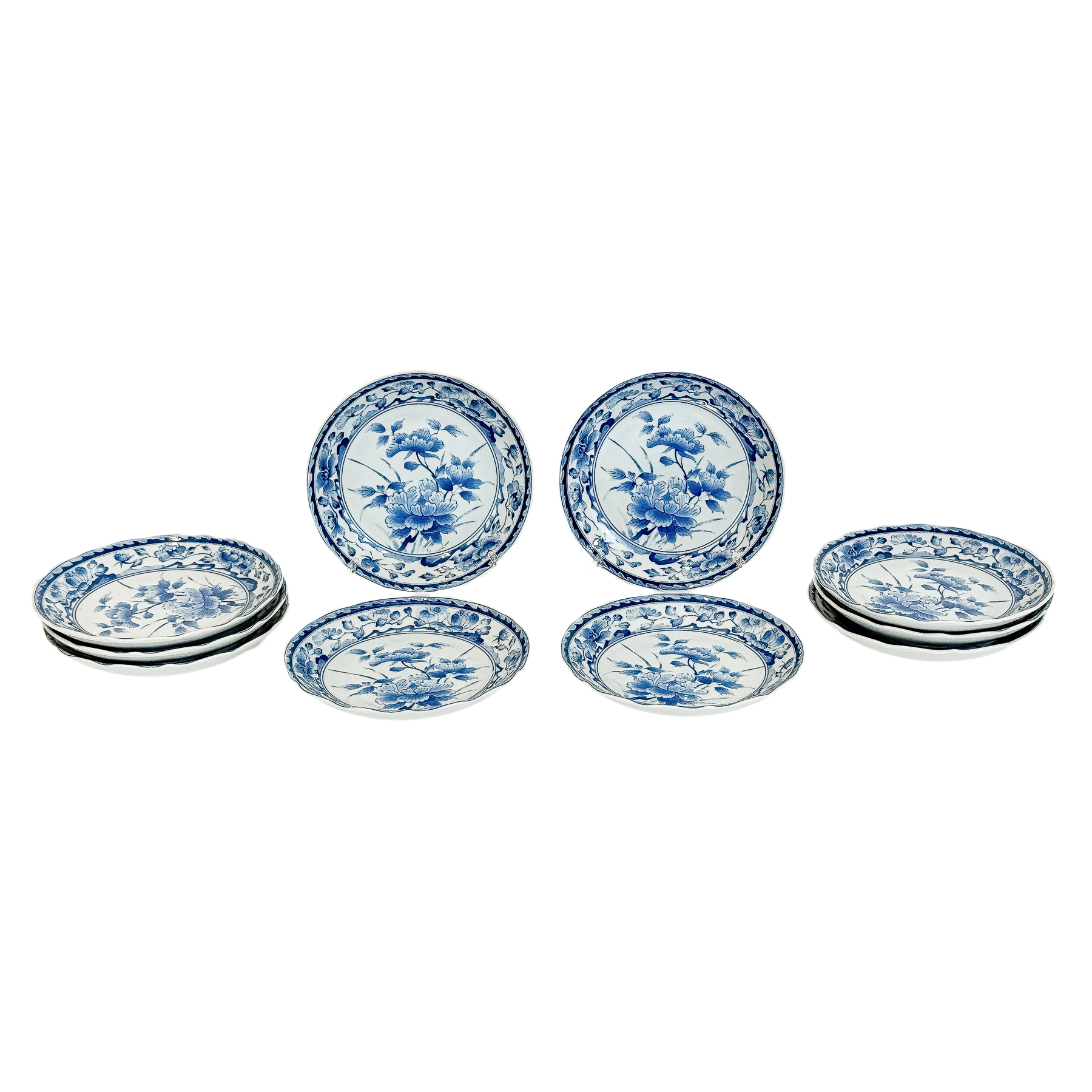 CONJUNTO DE DIEZ PLATOS POSTRE EN PROCELANA ORIENTAL
