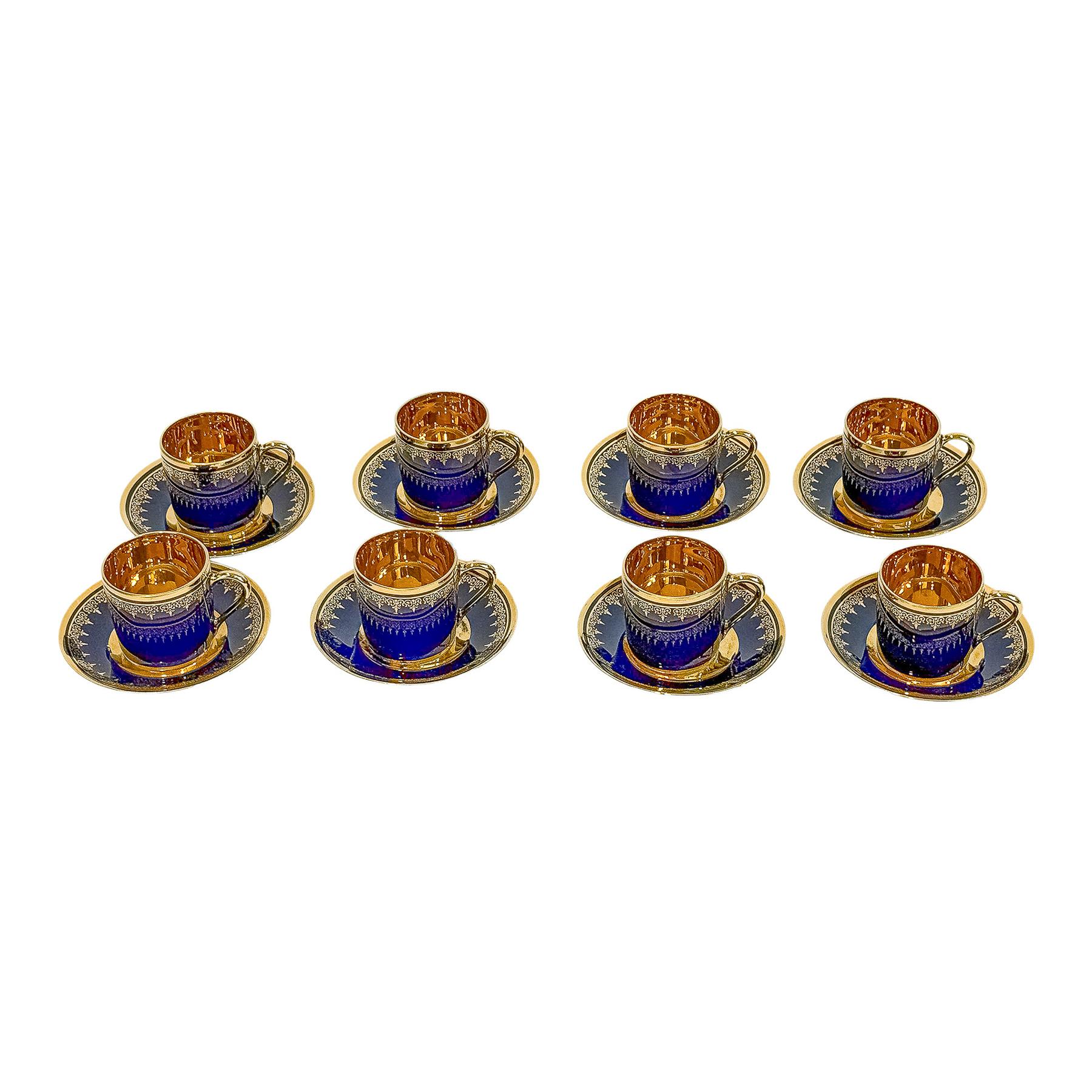 JUEGO OCHO TAZAS DE CAFÉ PORCELANA LIMOGES