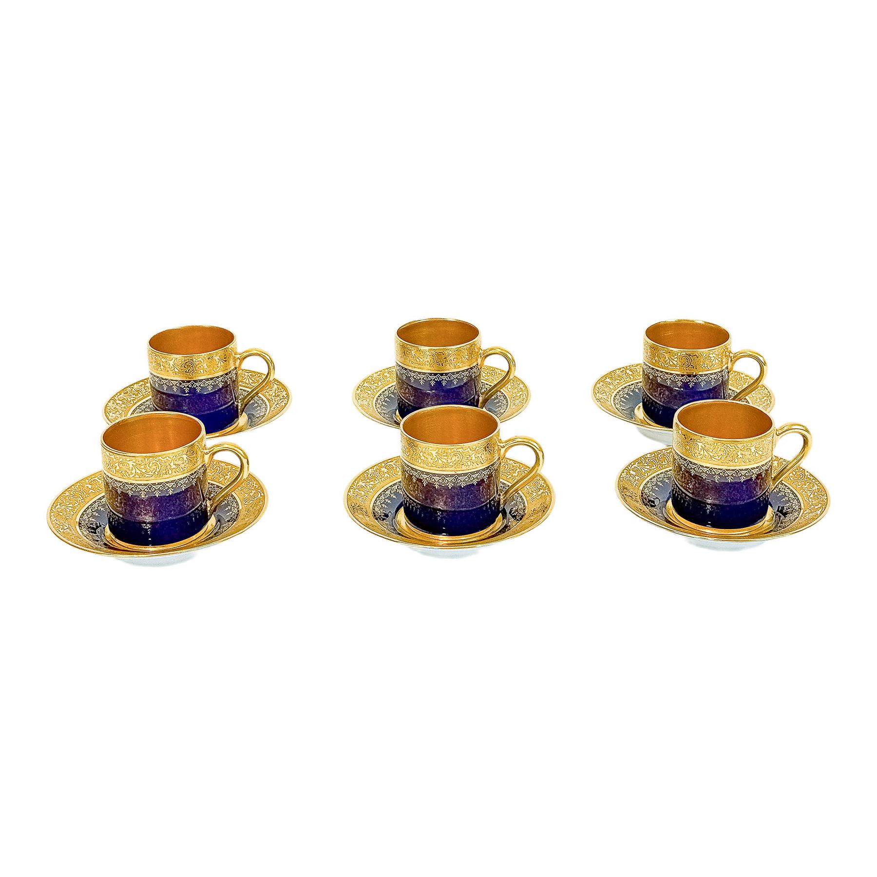 JUEGO DE SEIS TAZAS DE CAFÉ PORCELANA DE LIMOGES
