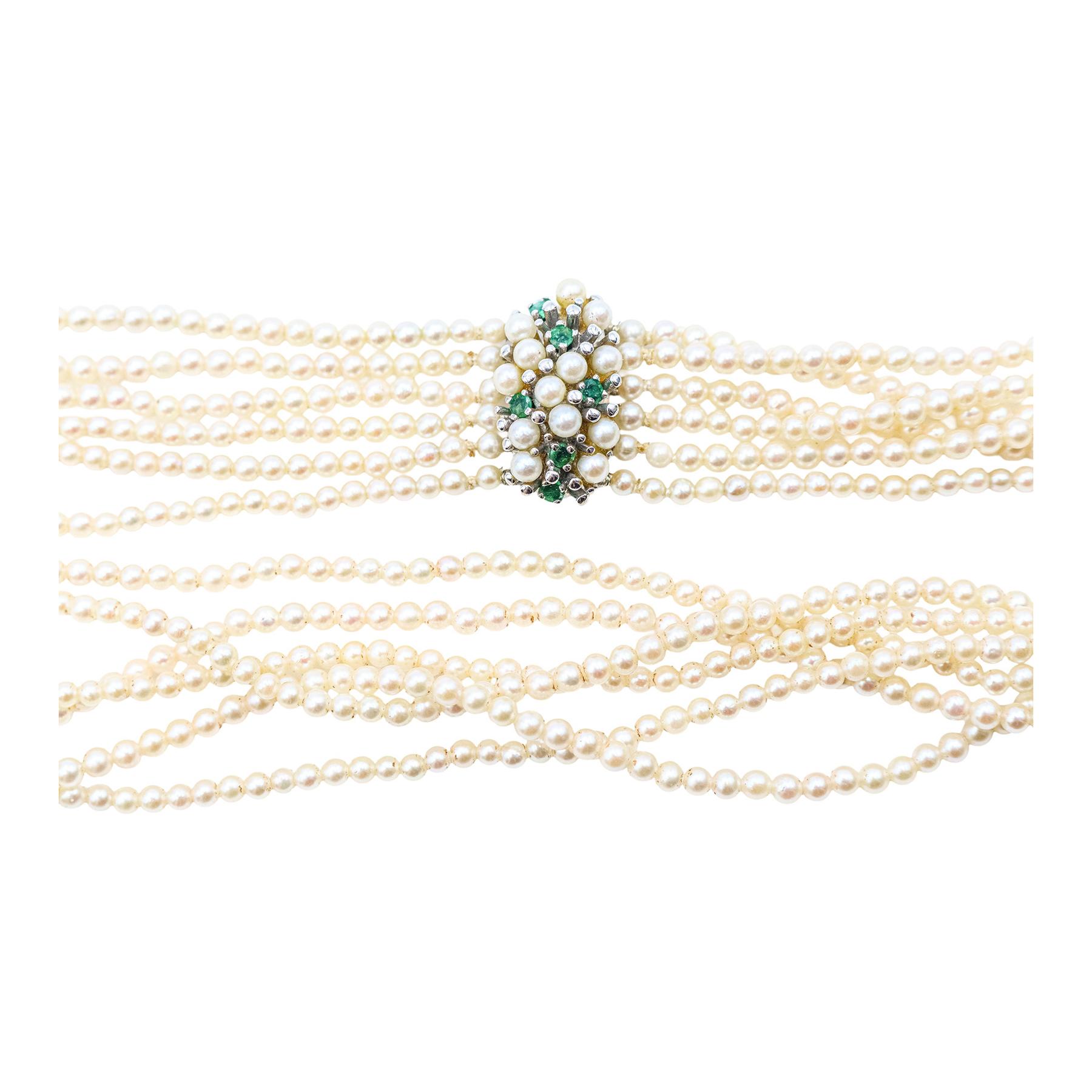 COLLAR GARGANTILLA CON PERLAS CULTIVADAS, AÑOS 60-70