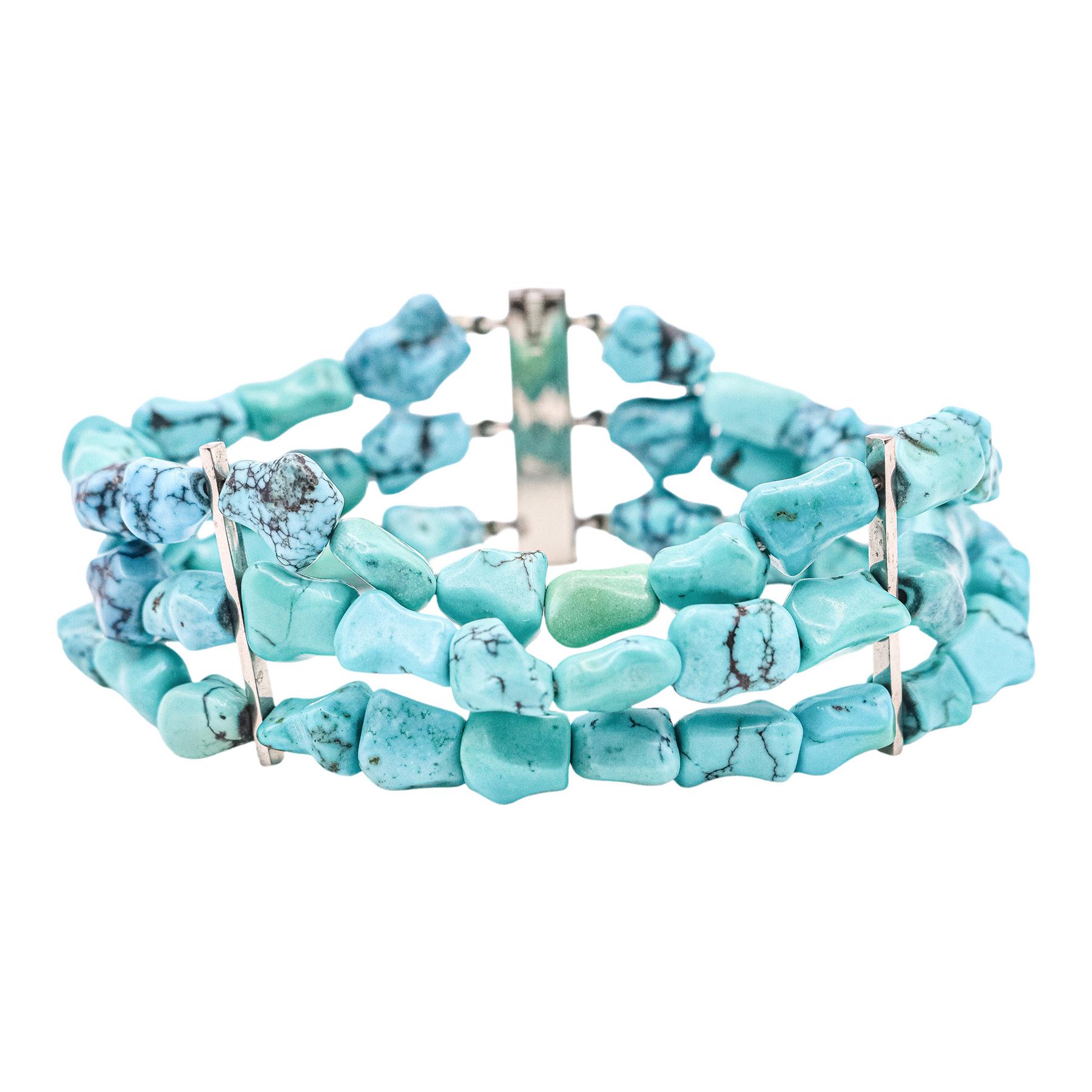 PULSERA CON TURQUESAS, AÑOS 60