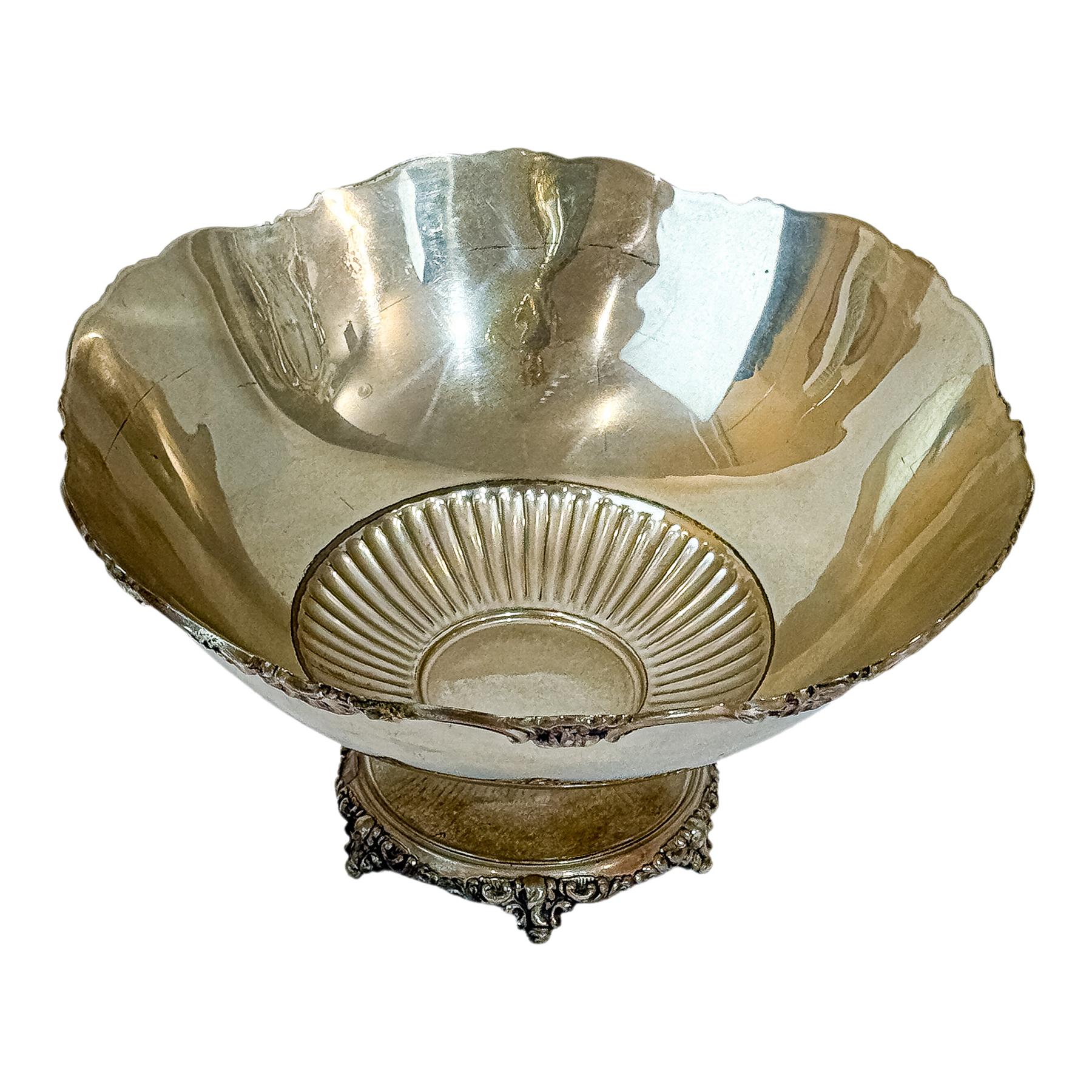 CENTRO DE MESA  EN PLATA DE LOS AÑOS 70