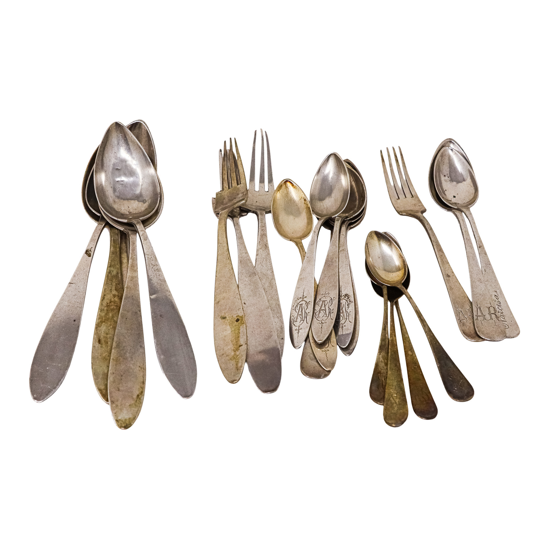 CONJUNTO DE CUBIERTOS DE PLATA DE PRINCIPIOS DE S. XX