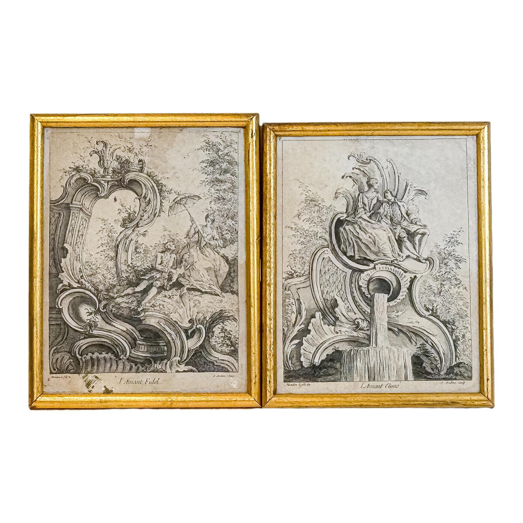 PAREJA DE GRABADOS FRANCESES CIRCA 1800