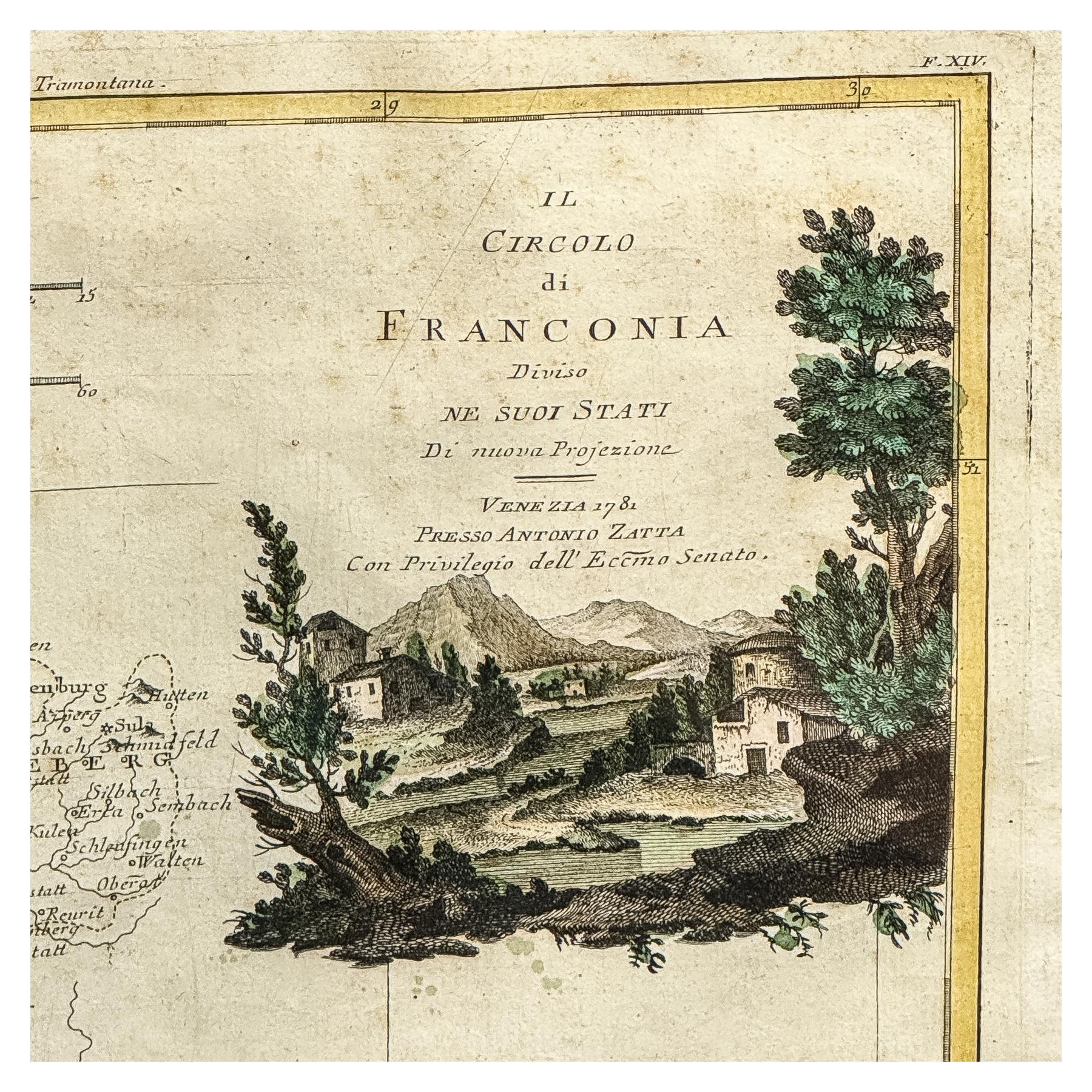 GRABADO DE UN MAPA ITALIANO DEL SIGLO XVIII