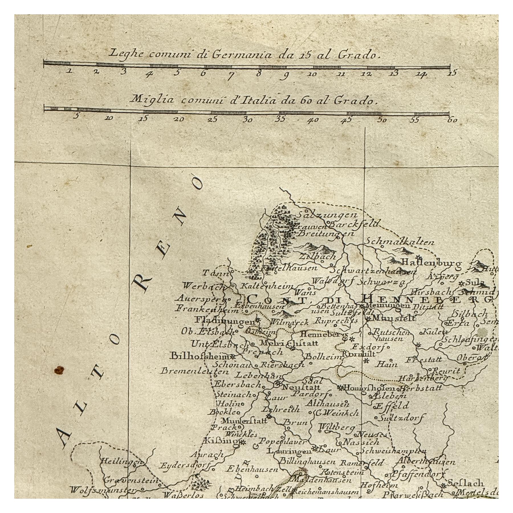 GRABADO DE UN MAPA ITALIANO DEL SIGLO XVIII