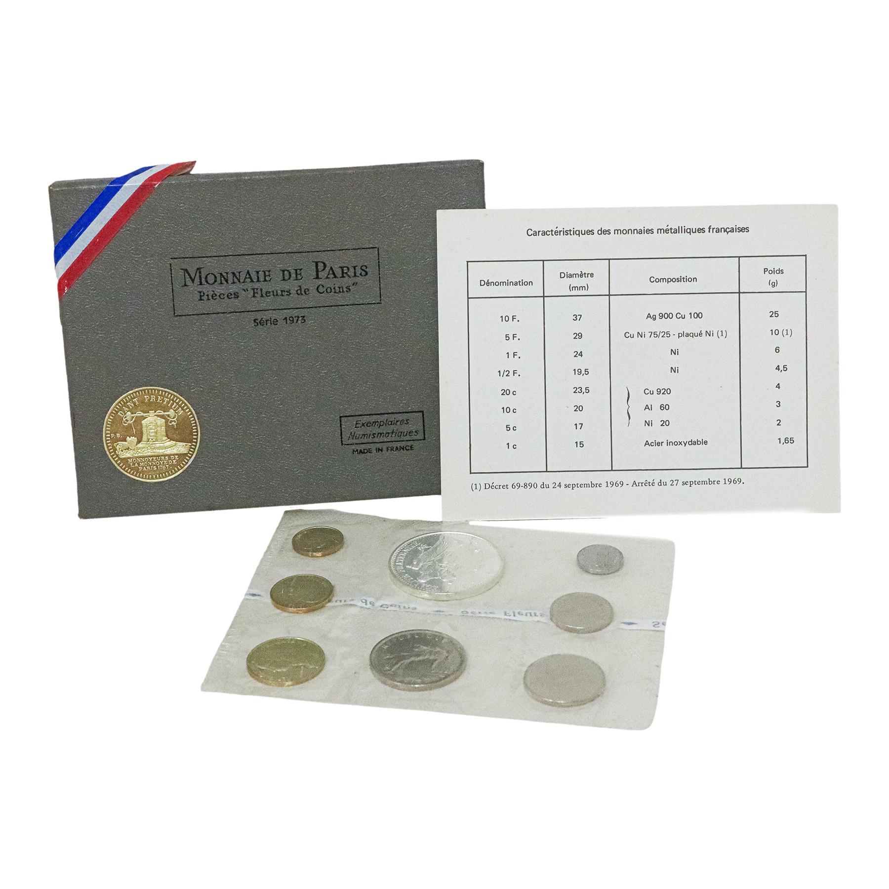 OCHO MONEDAS FRANCESAS DE 1973