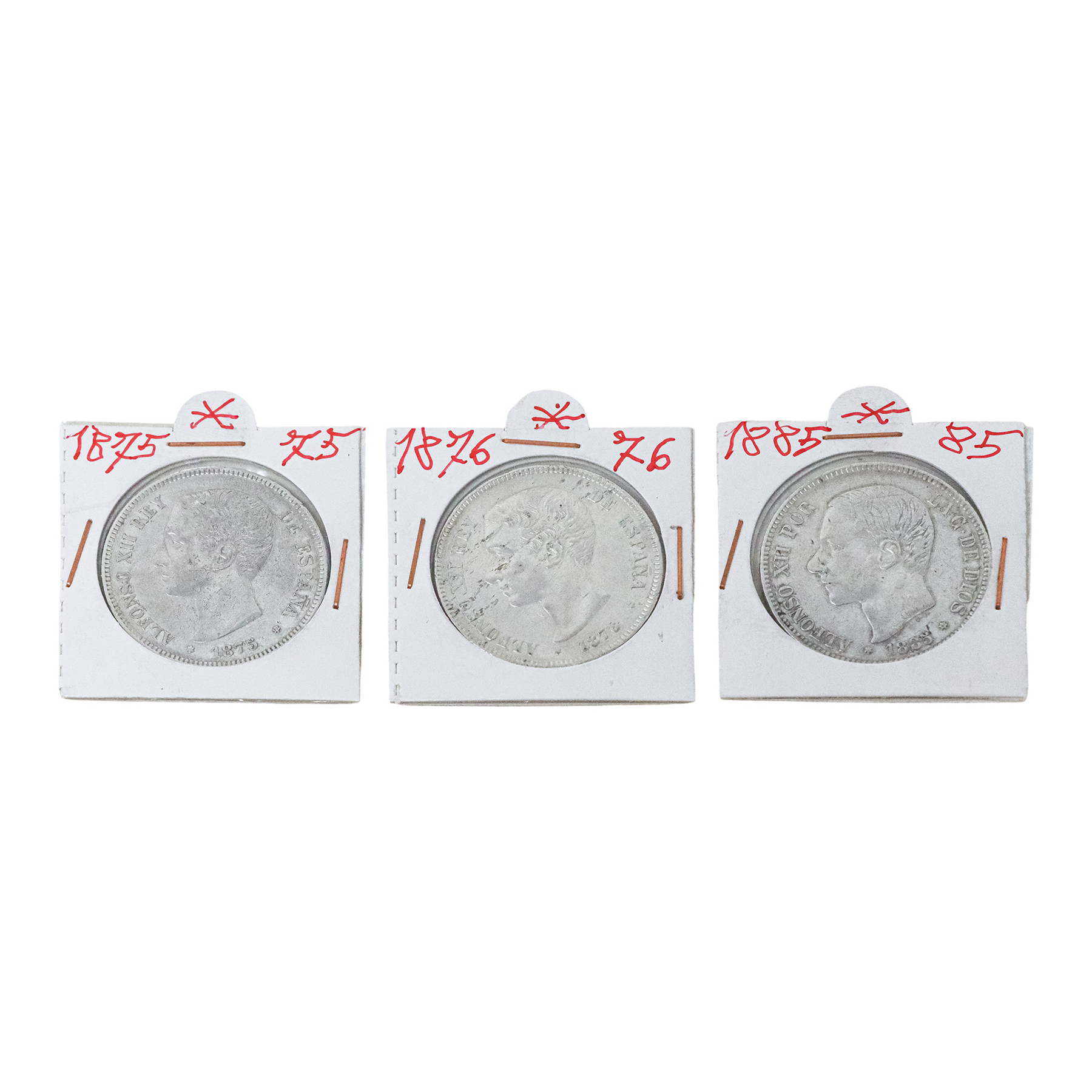 TRES DUROS DE PLATA DE ALFONSO XII